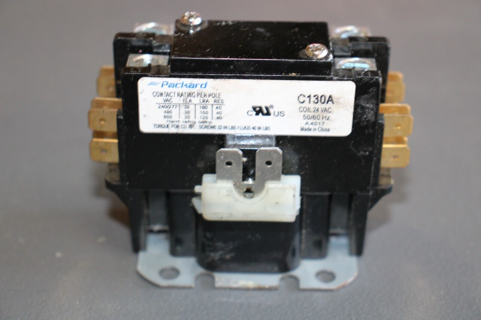 PACKARD C130A - Definite Purpose Contactor, 1 Pole, 30 Amps, 24V Coil. NEW