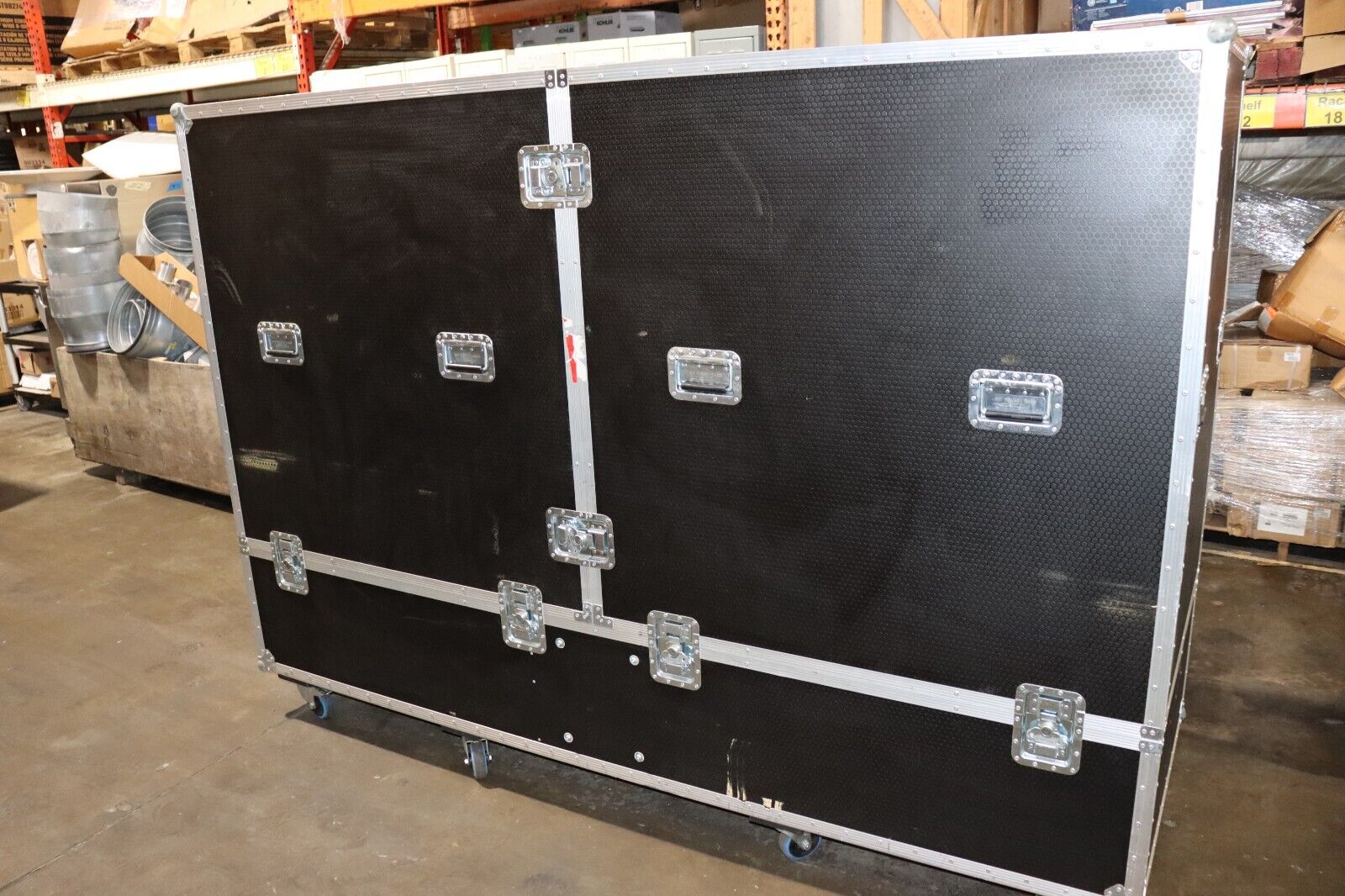 Road Case LARGE 95"x32"x68" Set Square Staging Travel Case, w/ Casters, Black