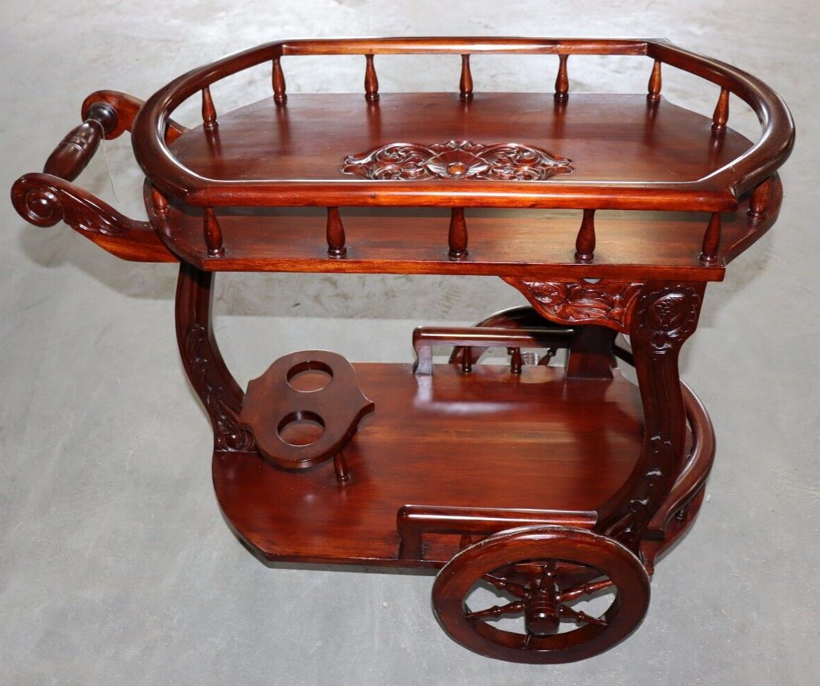 Vintage? Tea & Bar Cart, Stained, Decorative, Clean, 2 Teir, Bottle Holders