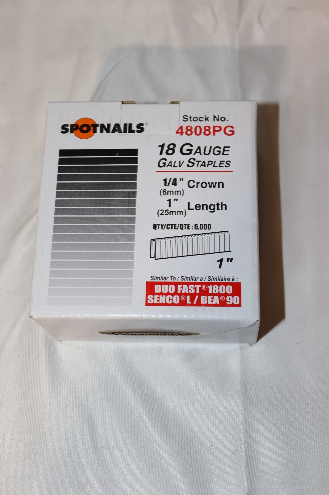 SpotNails 18 Gauge Chisel Point Brads 1" & Galv Staples 1" 5000CT (New)