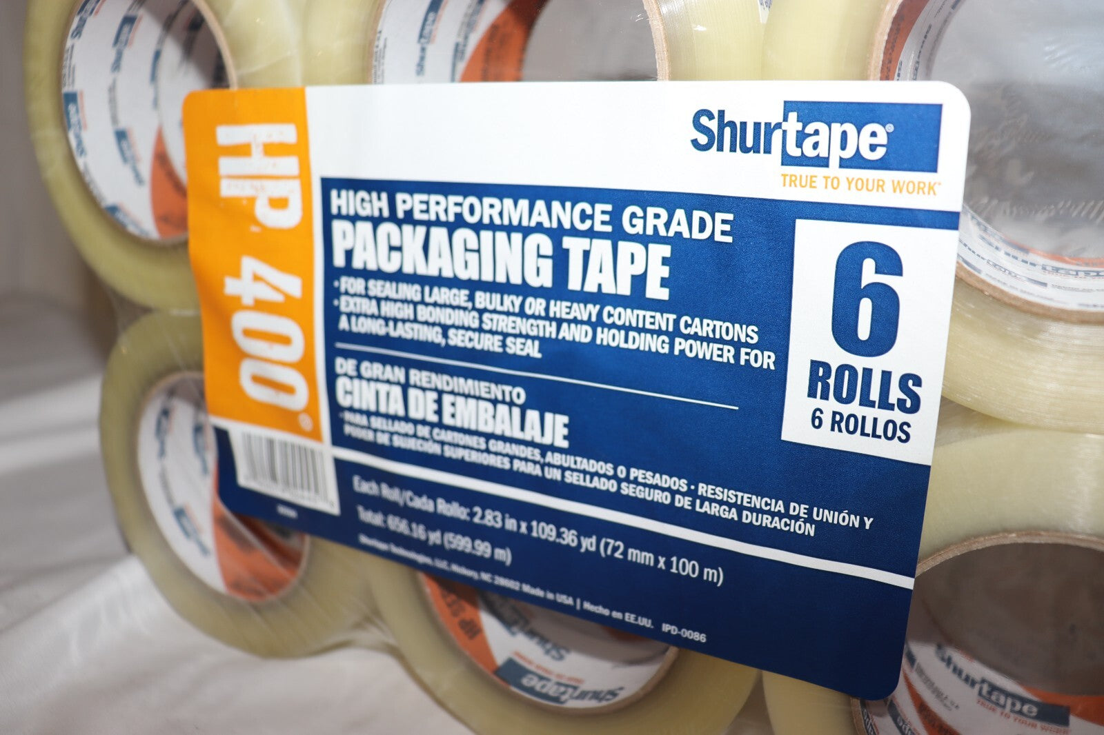 6 Pack - Shurtape Hp 400 Packaging Tape 72mm W x 100M L., 2.83 inch x 109 Yards
