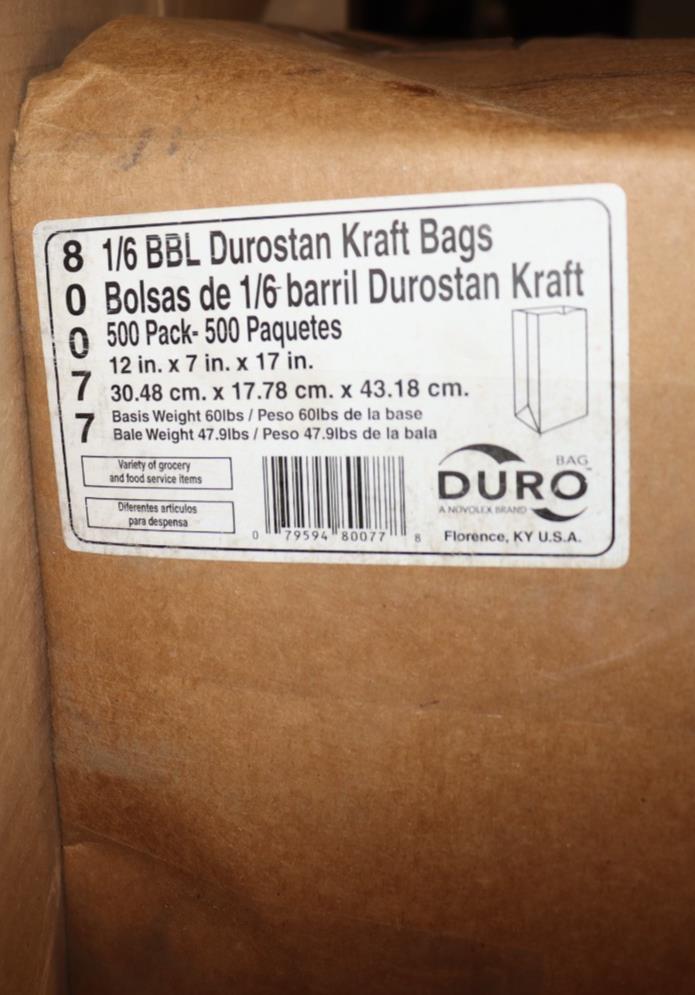 Duro Durostan 1/6 BBL 12 x 7 x 17 Paper Bags - Kraft, 500 Pack