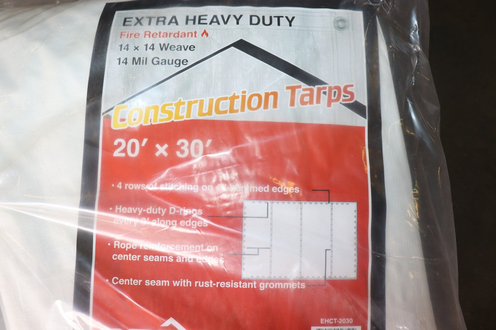 20' X 30' Fire Retardant Extreme Heavy Duty White Tarp 14 MIL