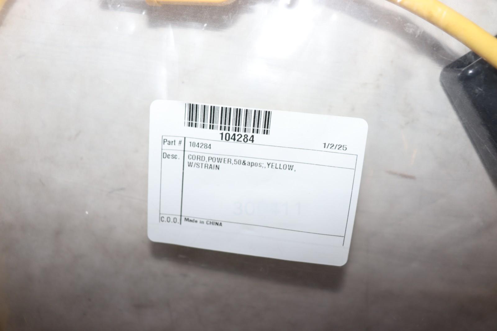 Proteam 104284 Cord, Power, W/Strain Relief, 50' Yellow