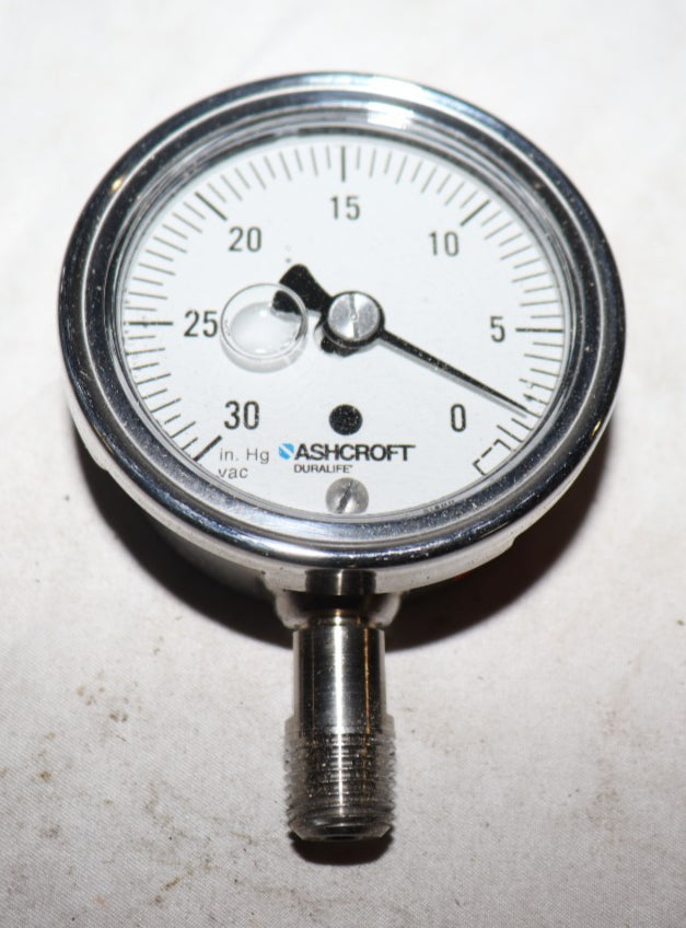 Ashcroft 25-1009-SWL-02L-30QIMV Vacuum Gauge, 316 Tube