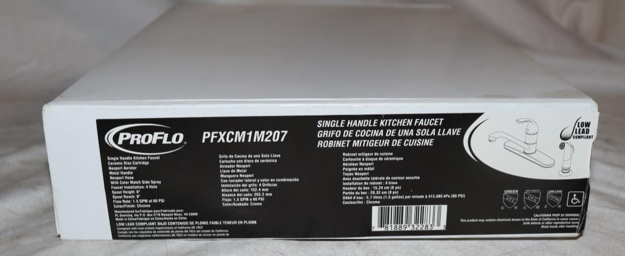 PROFLO Single Handle Kitchen Sink Faucet in Chrome PFXCM1M207, Polished Chrome