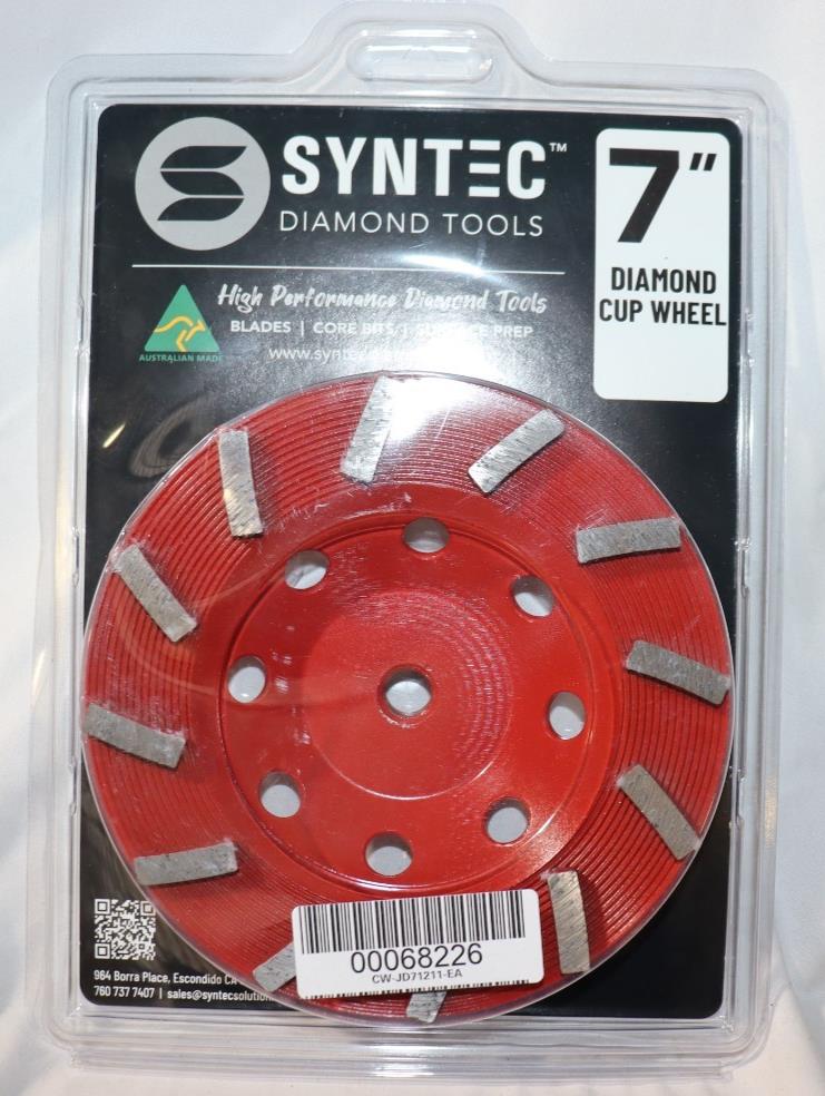 Syntec Diamond Tools 7" 12 Segment Diamond Cup Wheel, CWJD71211EA