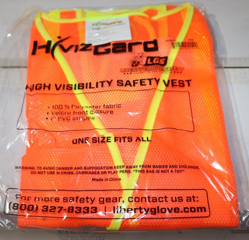 36 Pack - HiViz Gard N16230 One Size Orange Vest, Vel cro Front, 100% Polyester