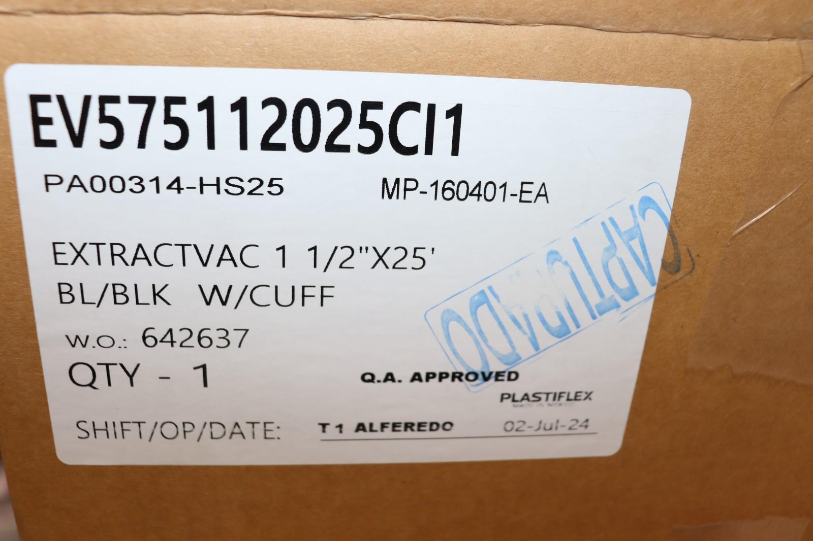 Plastiflex Blue Carpet Extractor Hose 1 1/2" X 25', MP160401