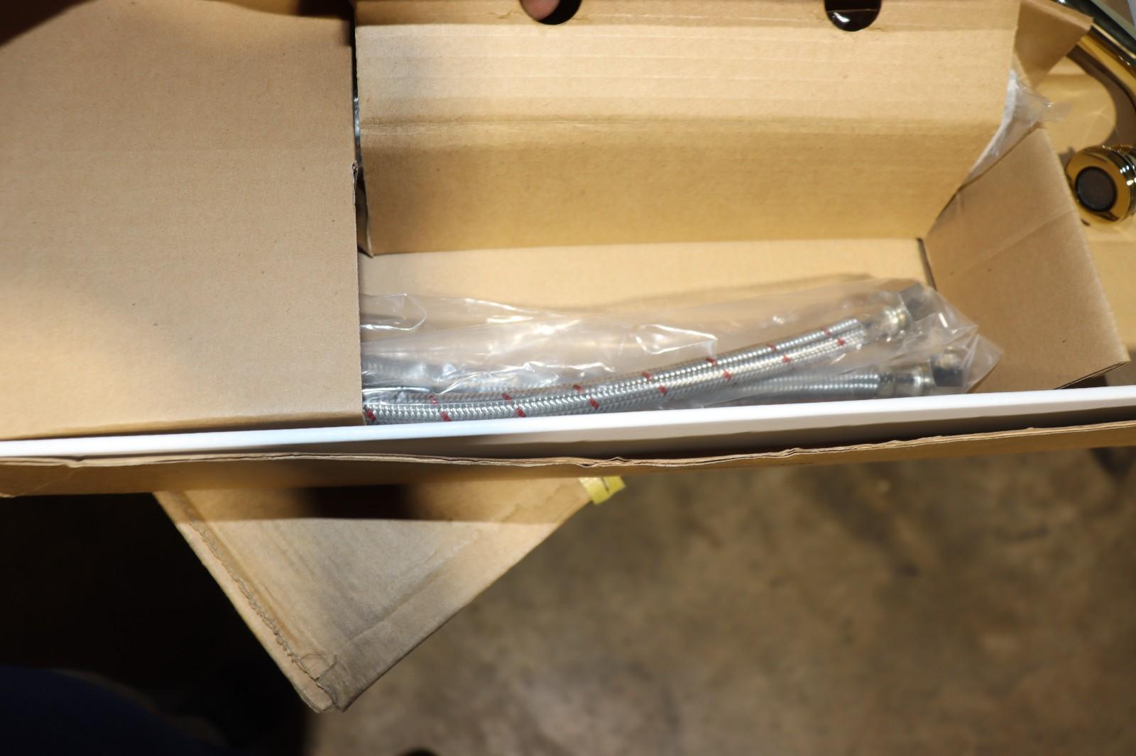 Giagni Bath or Bar Faucet Polished Brass, 1 Hole, Two Handle, w/ Drain & Hoses