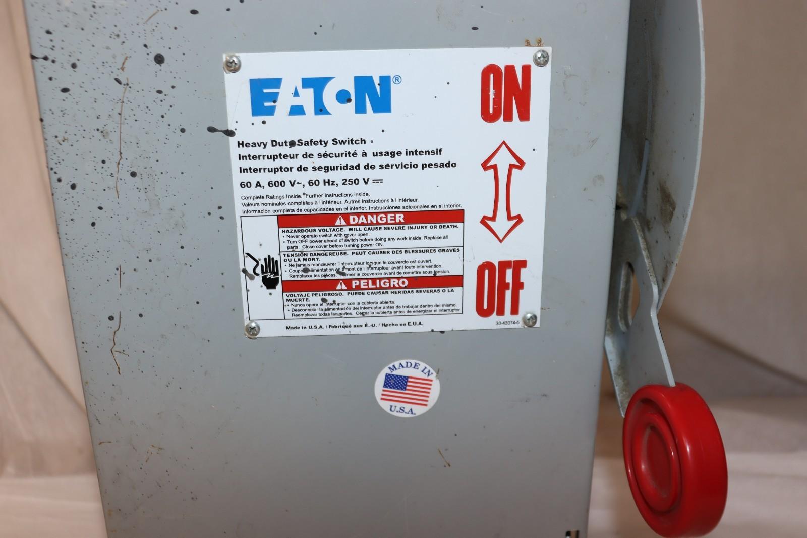 Eaton DH362UGK 60A 600V Heavy Duty Outdoor Disconnect Safety Switch, 1/3PH