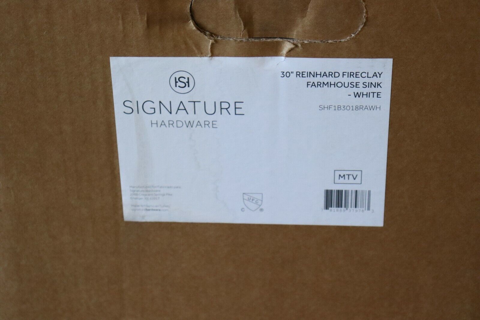 Signature Hardware SHF1B3018RAWH 30" Reinhard Fireclay Farmhouse Sink, White
