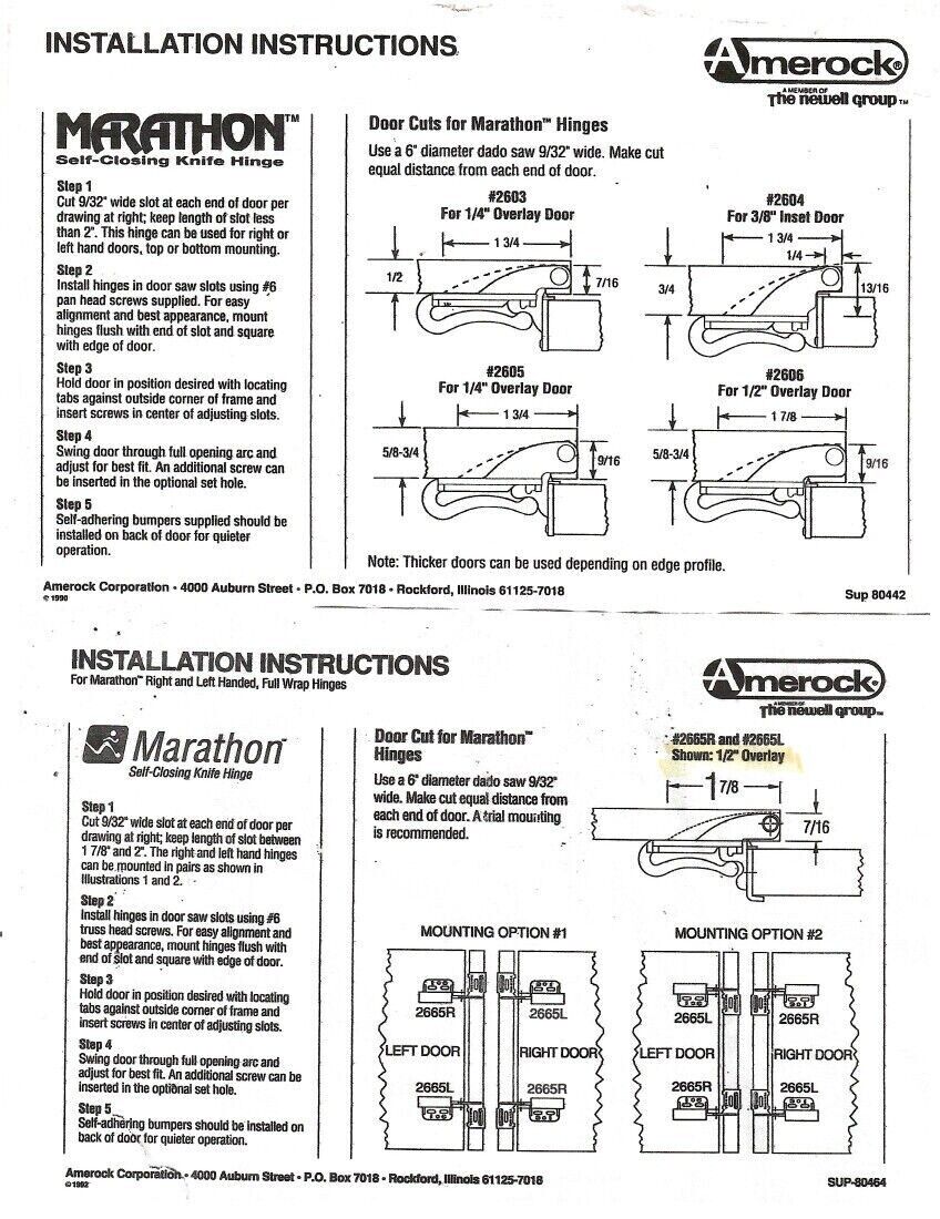 Amerock Marathon Right Hand Brass 1/2" Overlay Full Wrap Knife Hinge, D2665R-BB