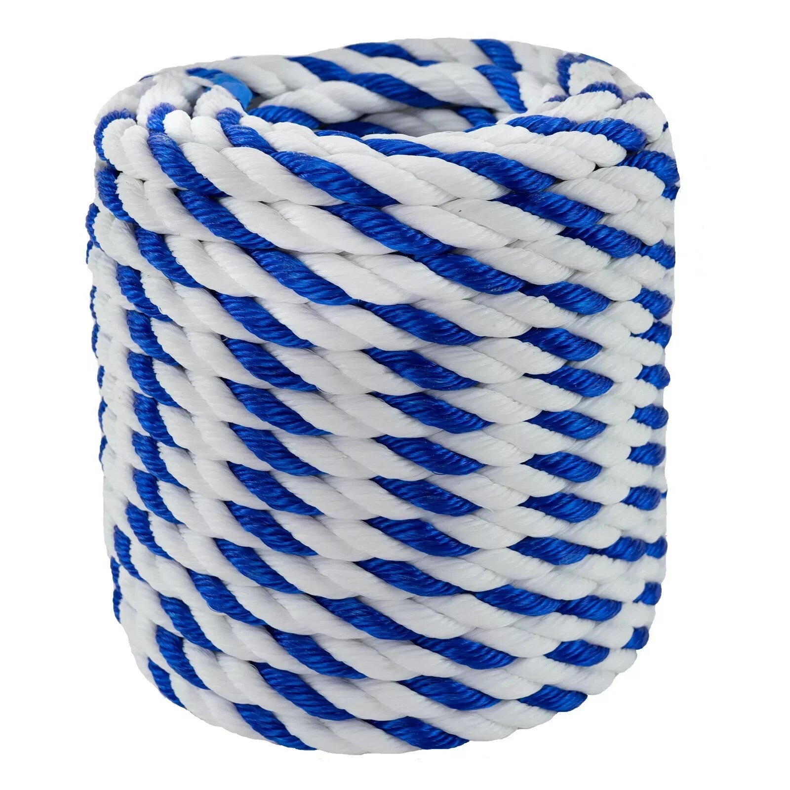Blue White Poly Polypropylene Pool Rope 3 Strand Twist, 3/4" x 300'