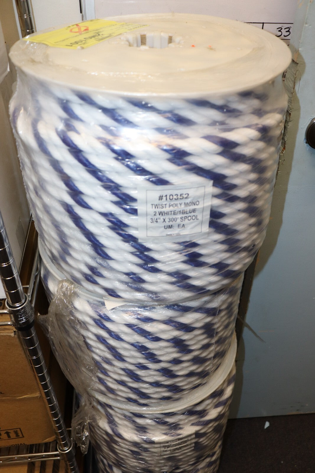 Blue White Poly Polypropylene Pool Rope 3 Strand Twist, 3/4" x 300'