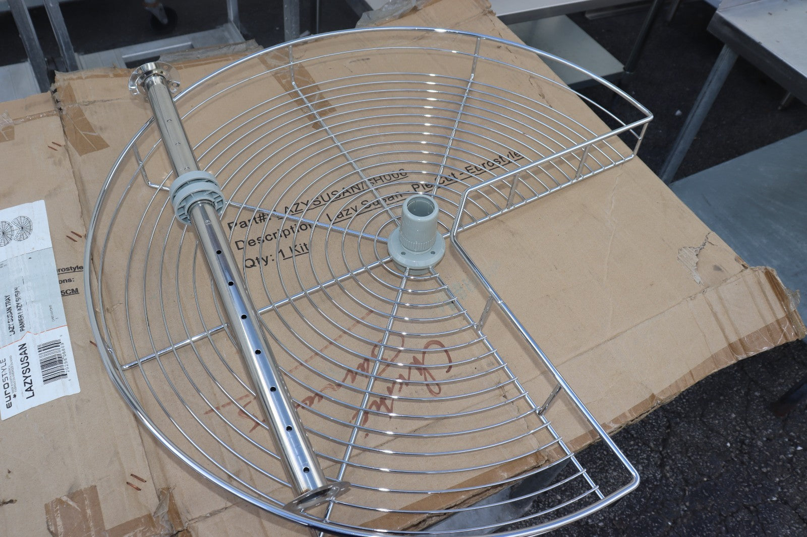 28-Inch Kidney Shaped Chrome Pie Cut 2-Shelf Lazy Susan Corner Organizer Silver