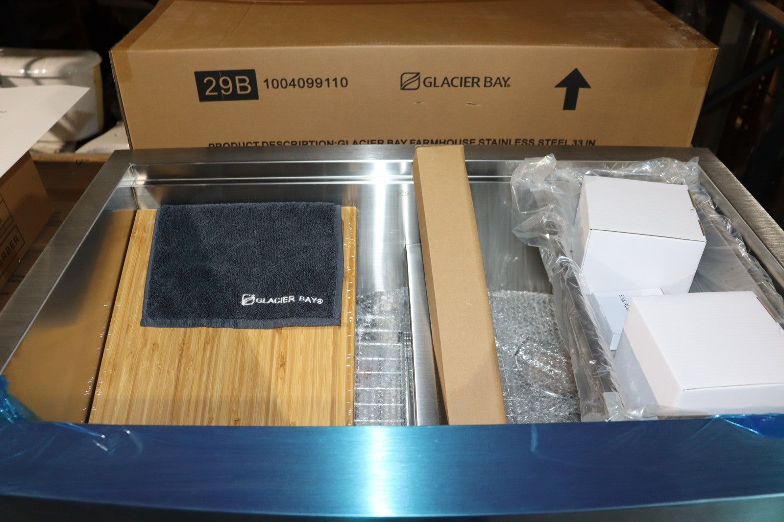 Glacier Bay Zero Radius Farmhouse Apron-Front 18G Stainless Steel 33 in. Double