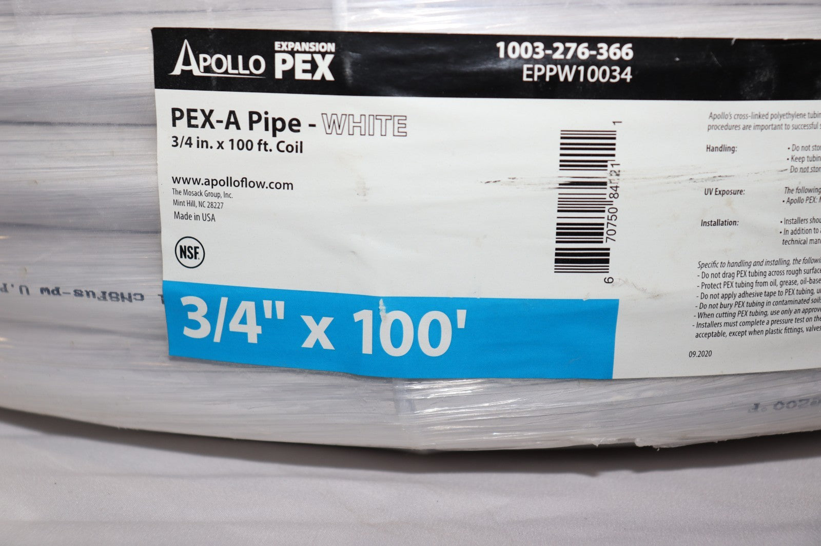 Apollo PEX Tubing 3/4" x 100 ft for Plumbing Applications