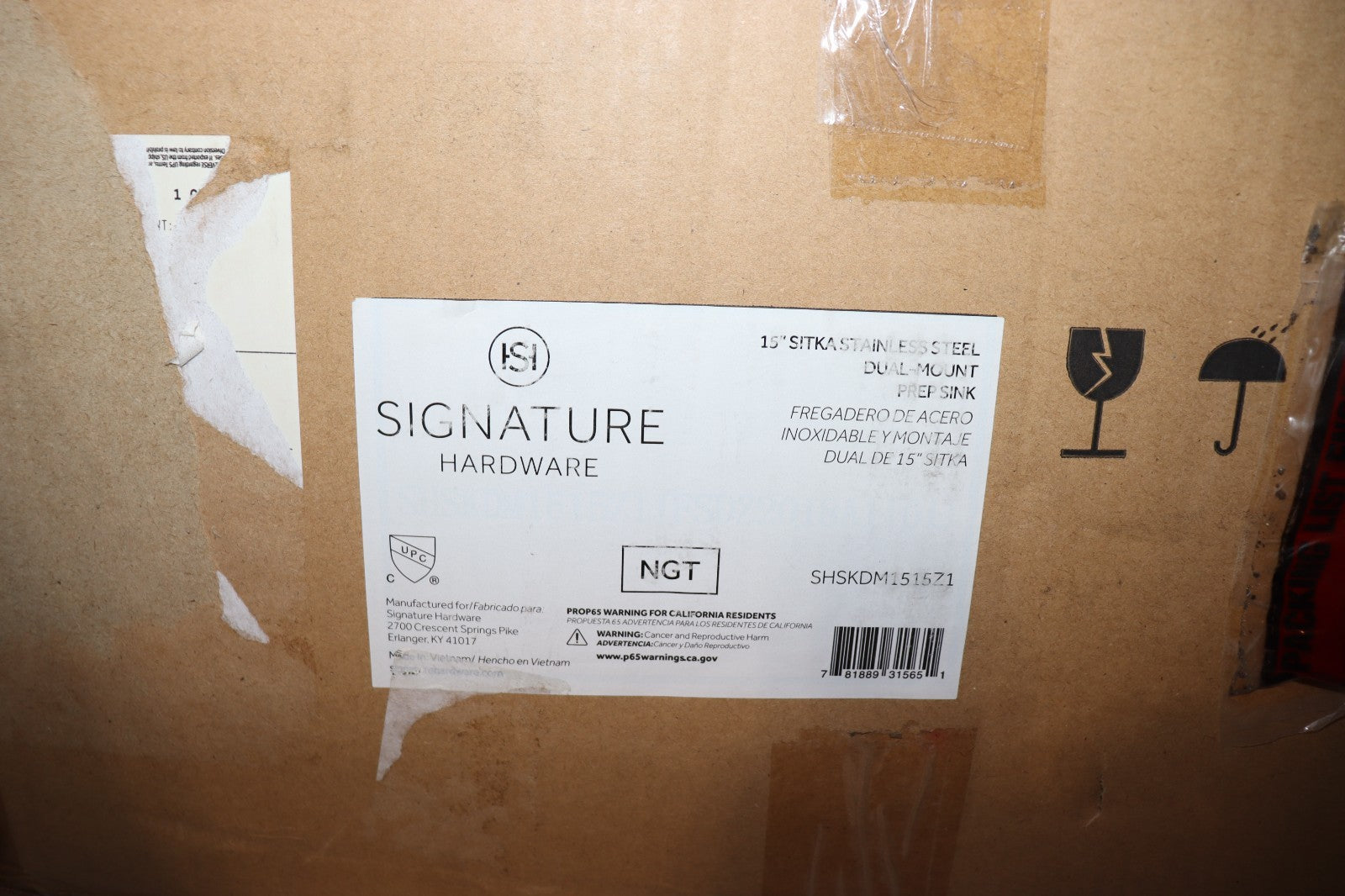 Signature Hardware SHSKDM1515AZ1 Sitka 18" Drop-In/Undermount Stainless Prep Sin