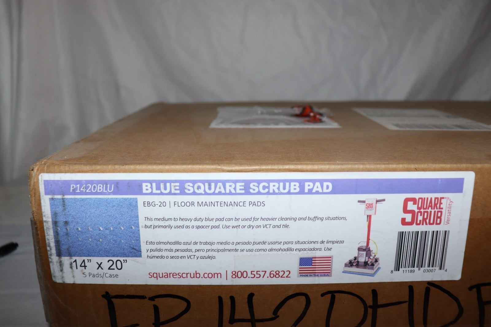 Square Scrub 14" x 20" Blue Driver Floor Maintenance Pads 5/Case P1420BLU