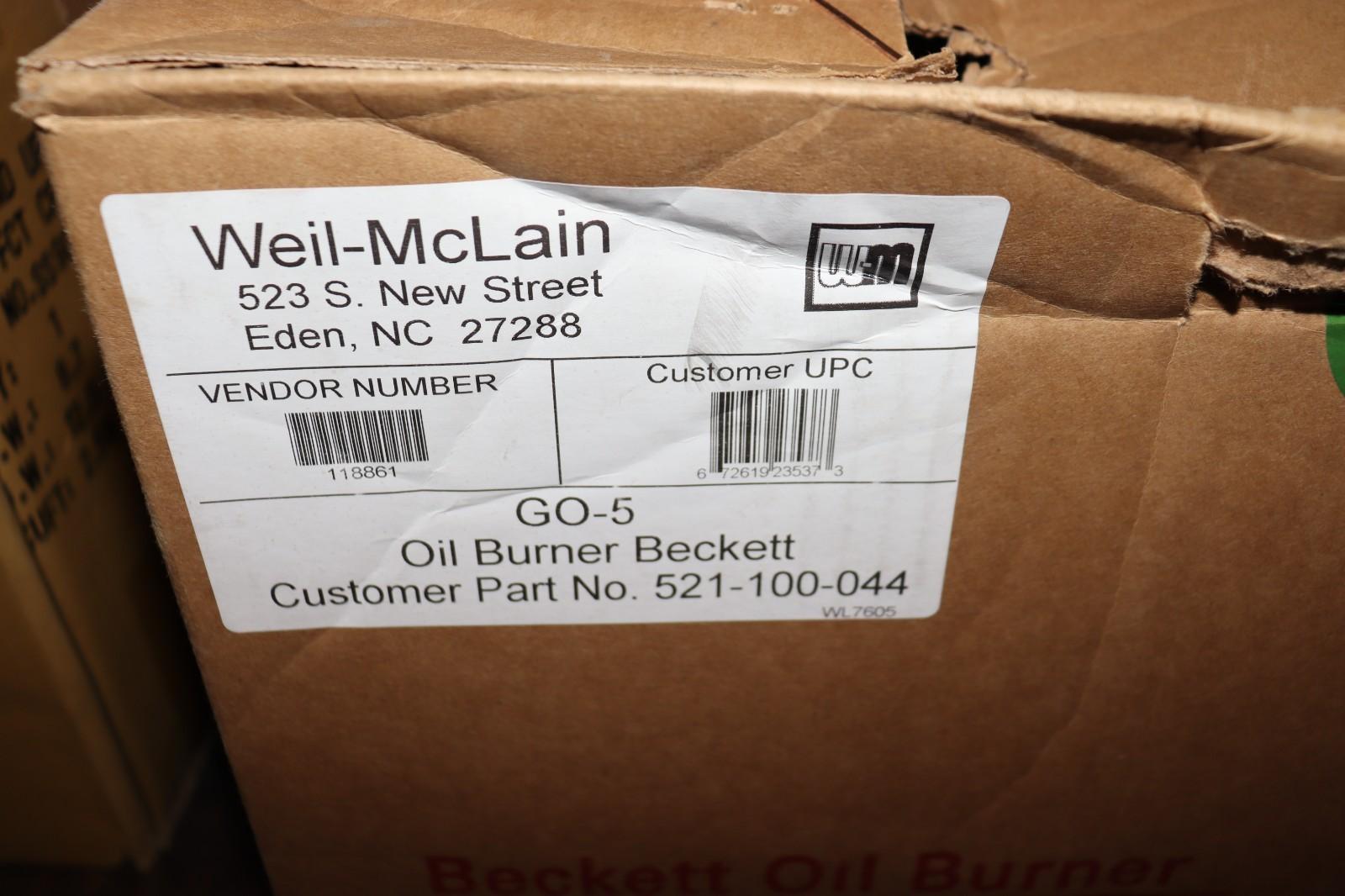 Weil-McLain 521100044 Oil Burner Beckett WL7605 #2/B100 GO5, New