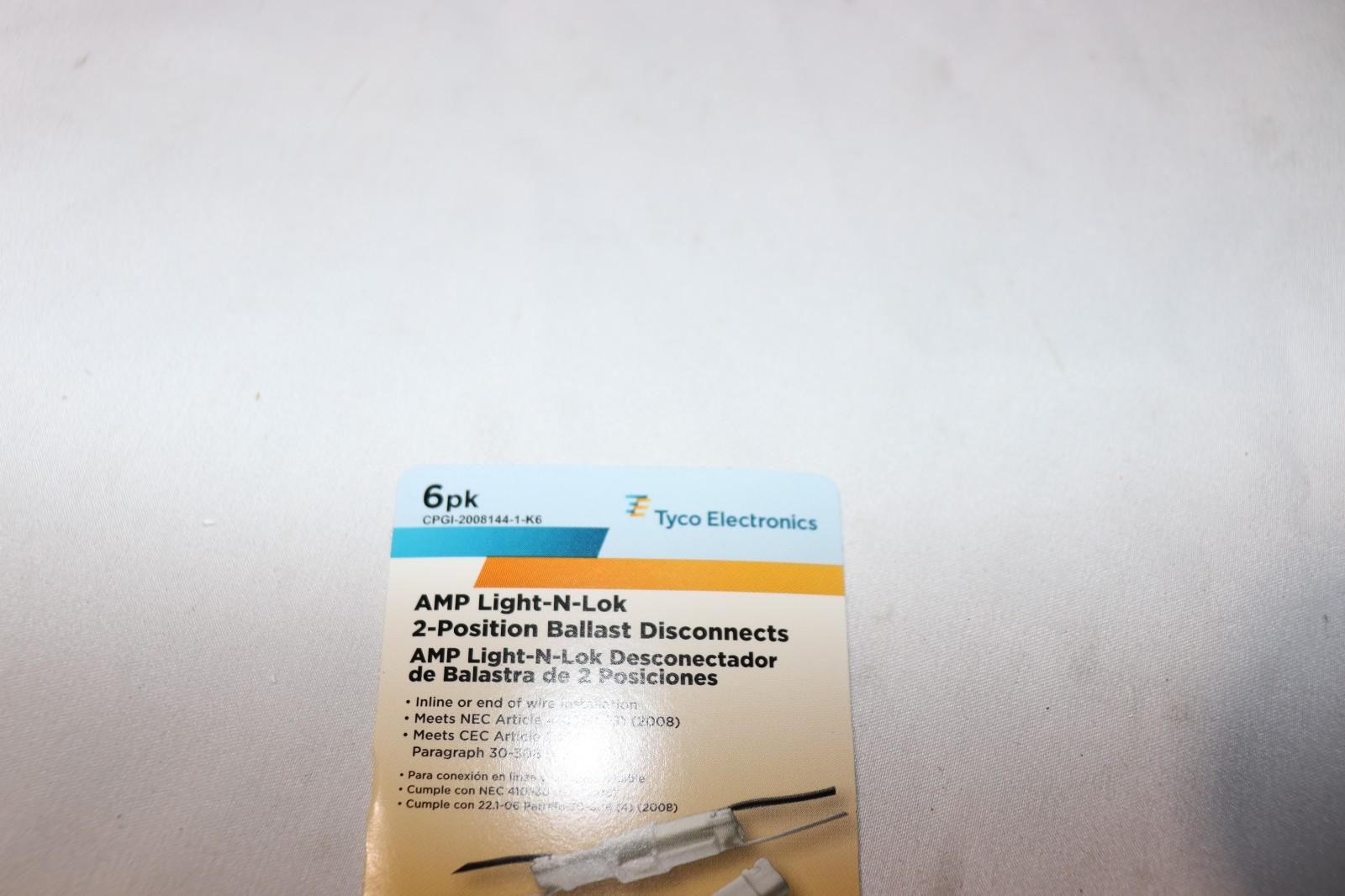 6 Tyco AMP Light-N-Lok 2 Position ballast disconnects 6" leads CPGI-2008144-1-KG