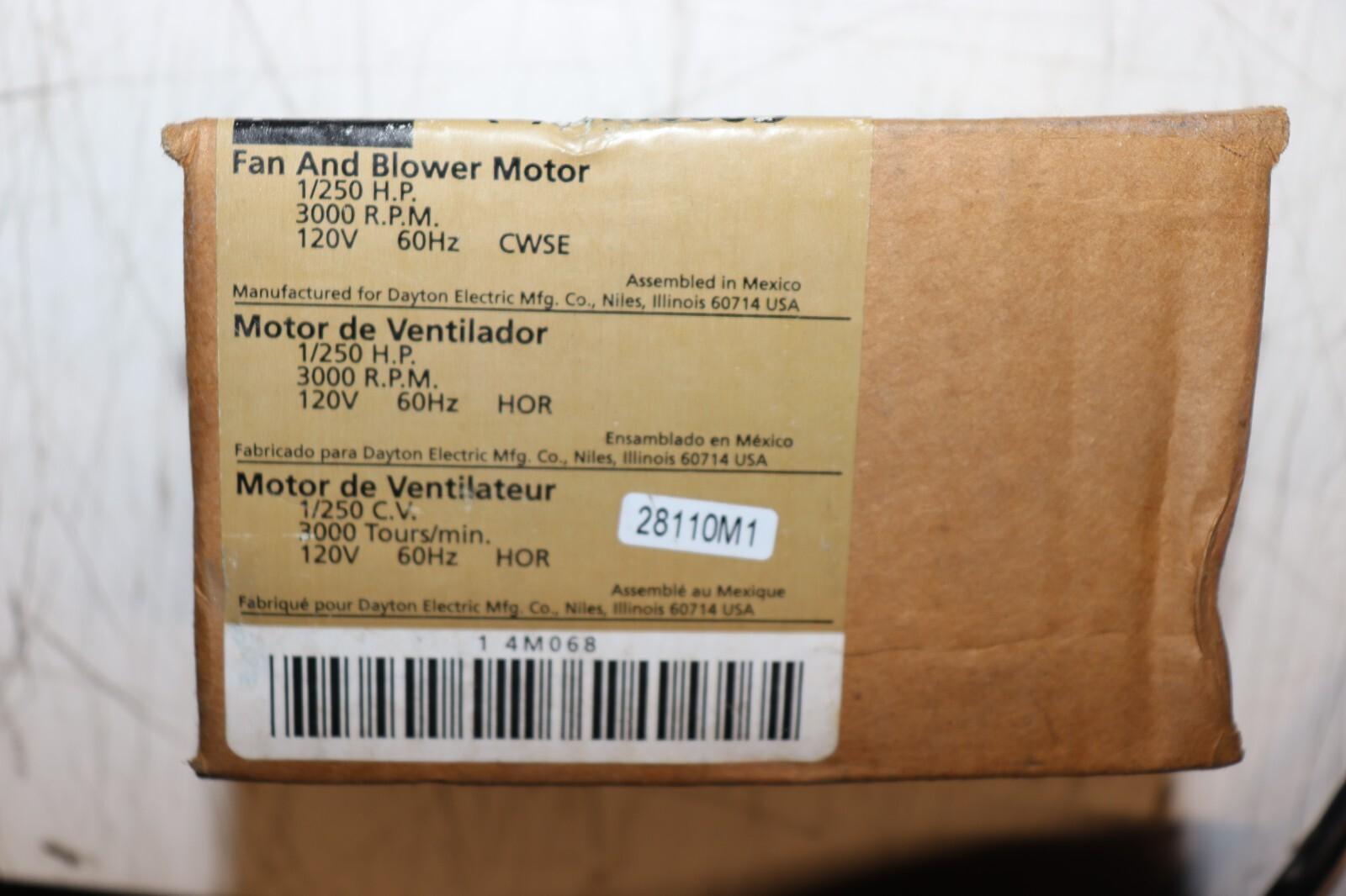 Dayton Electric C-Frame Vent Fan Motor 1/250 hp 3000RPM 115V Model 4M068D