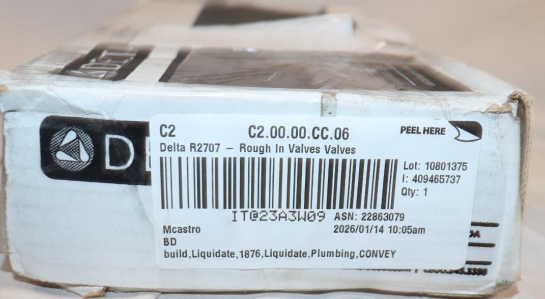 Delta R2707 Three Hole Roman Tub Faucet Rough In Kit, Worn Box, New