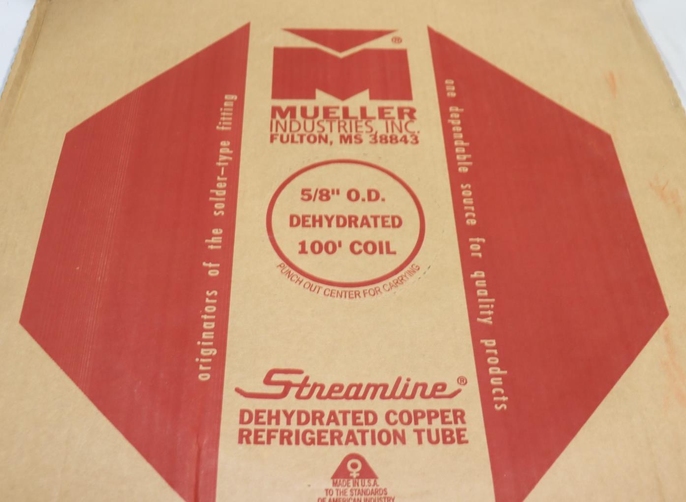 Streamline Dehydrated Copper Refrigeration Tube, 5/8 in OD x 100 ft Length Coil