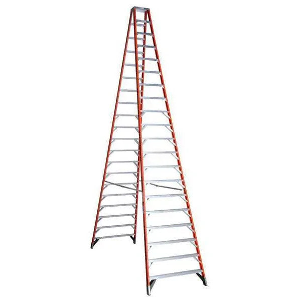 Werner T7420 20 ft. Fiberglass Twin Stepladder, 300 Lbs, Used, 23.9 ft Reach