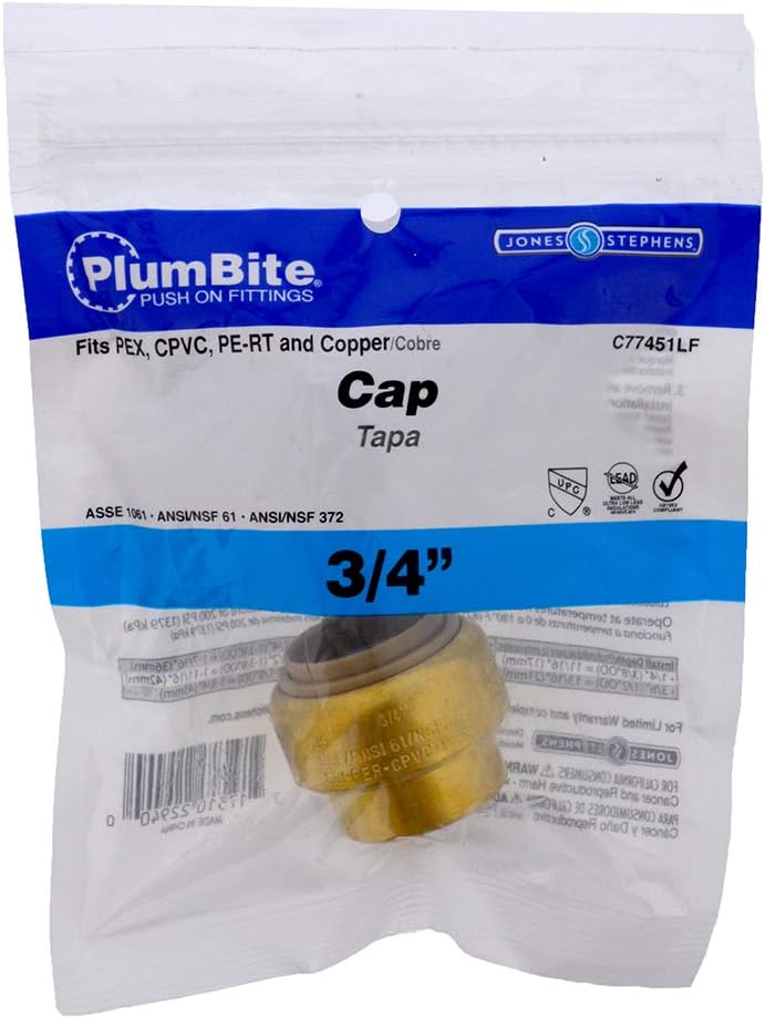Jones Stephens 3/4" PlumBite Push On Cap, C77451LF