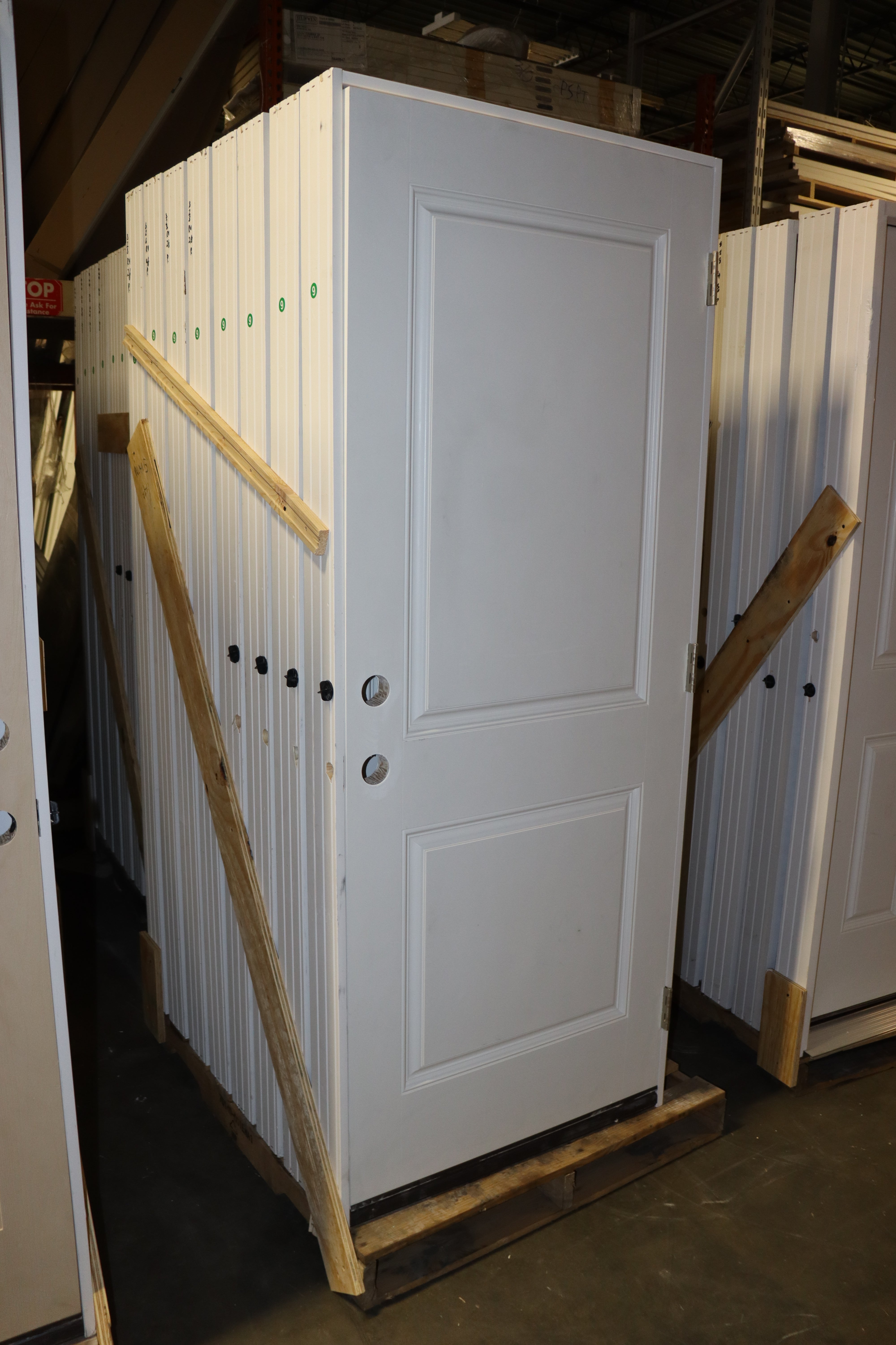 Exterior 32 Inch Paneled Prehung Door, Fiberglass, 2/8 x 6/8