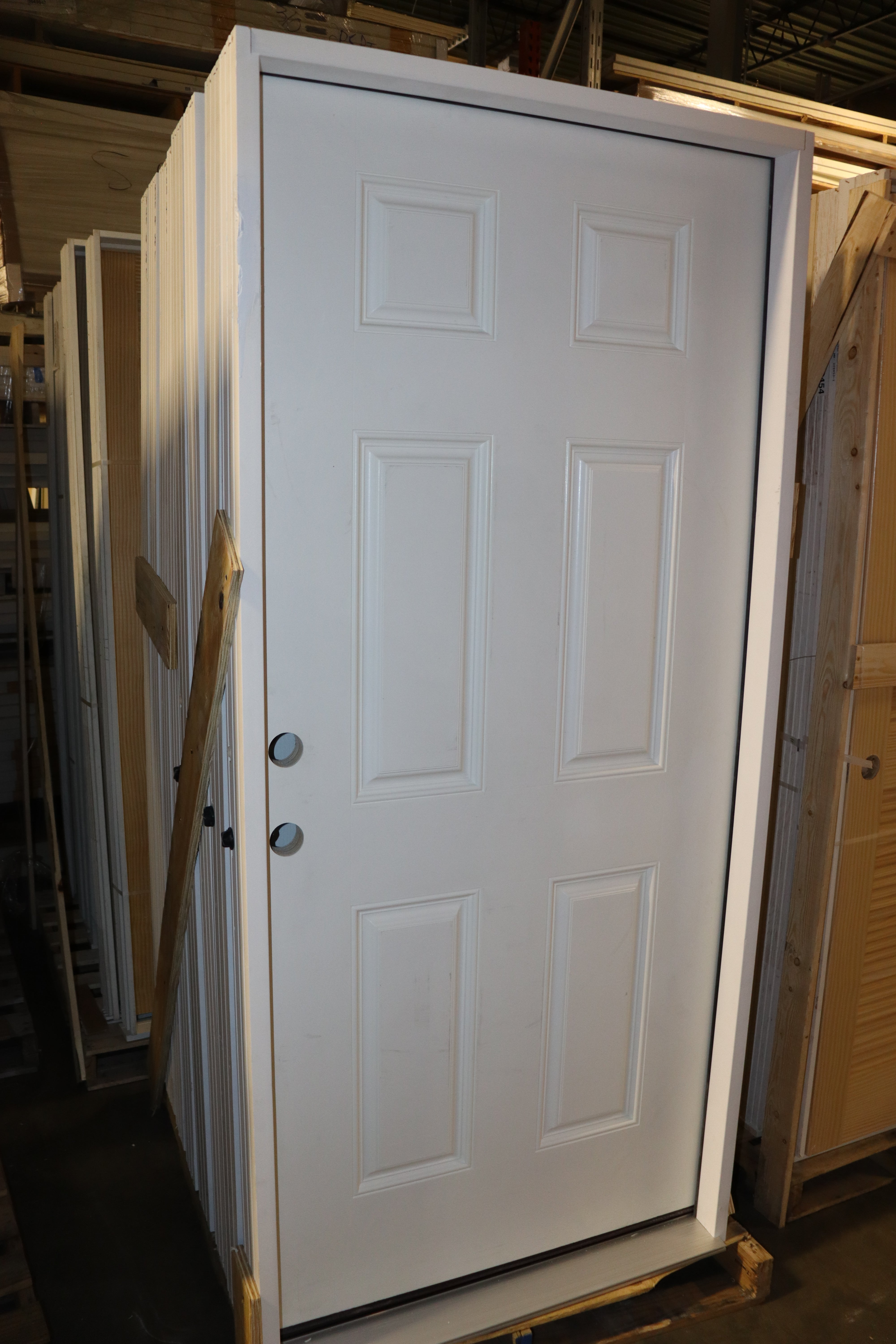 Exterior Door with Frame 36 Inch 6 Panel, Fiberglass, 3/0 x 6/8