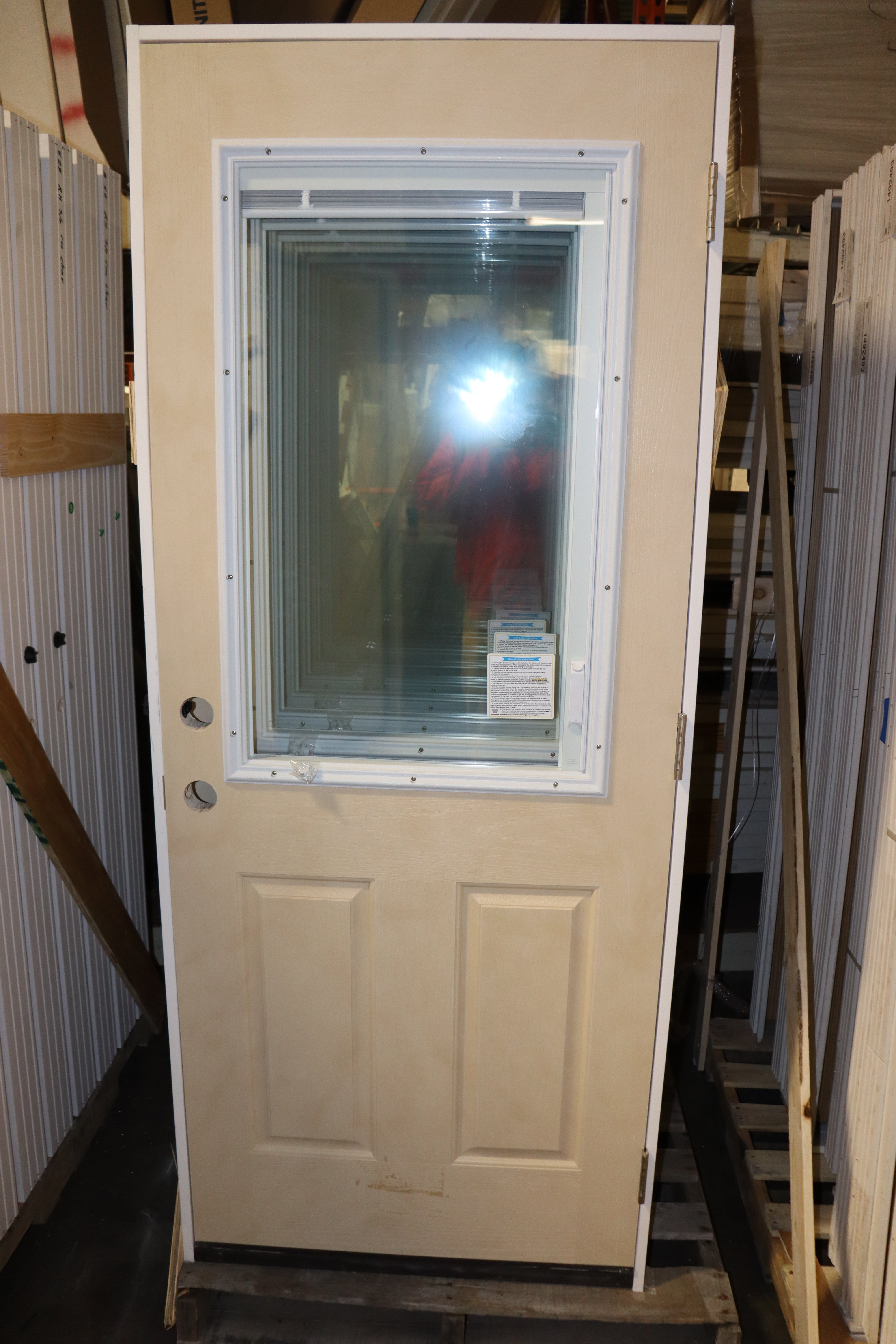 32 Inch Exterior Half View Mini-Blind Glass Door, 2/8 x 6/8