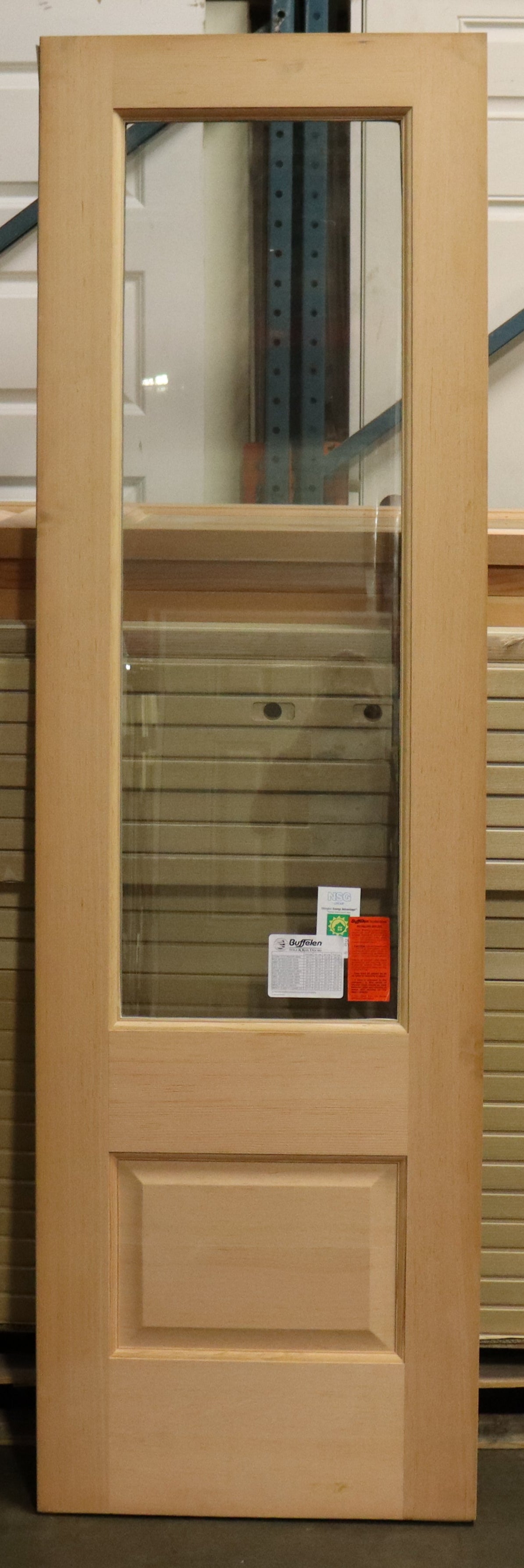 Exterior 24" Fir Wood Door, 3/4 View Insulated Glass w/ 1 Panel