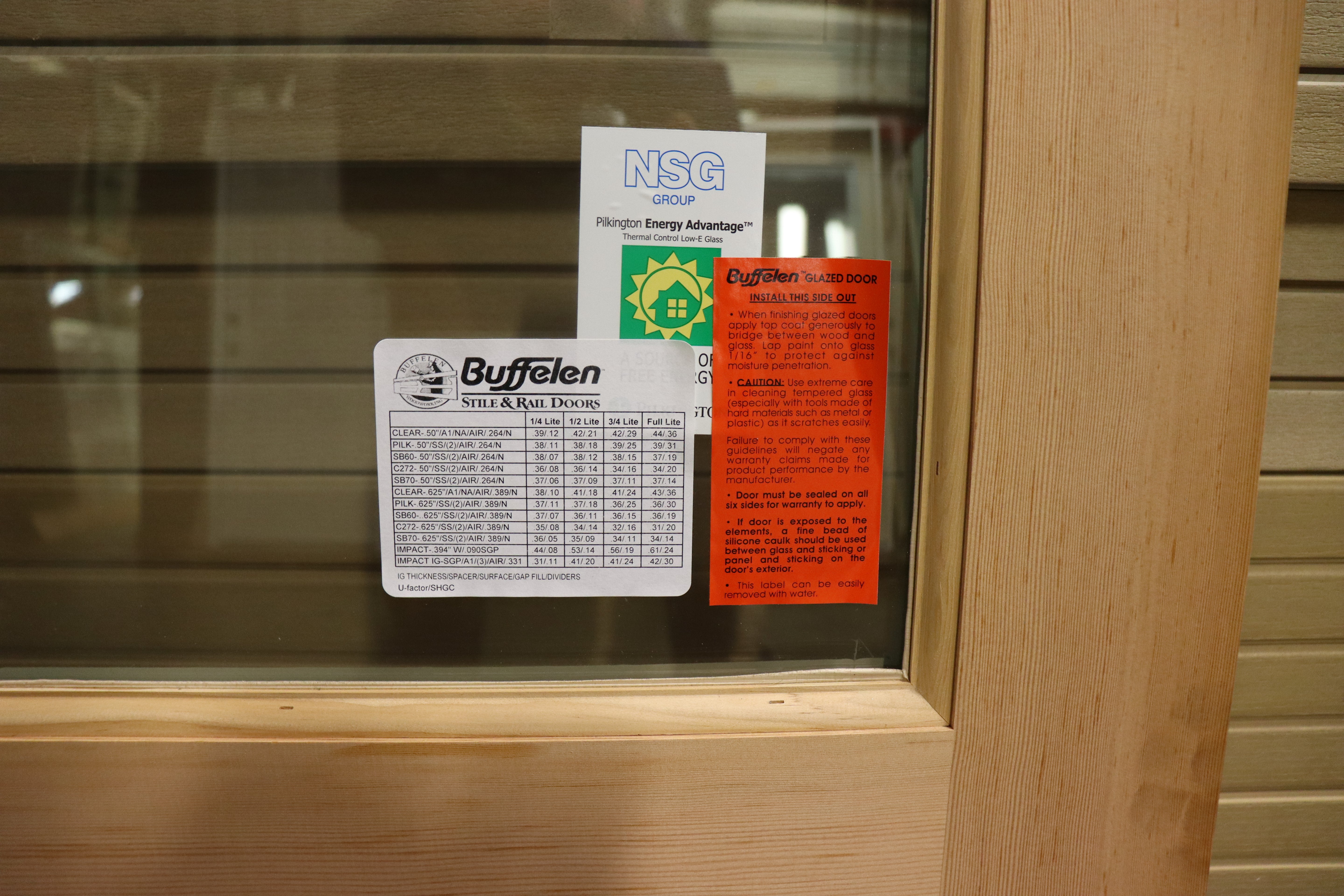 Exterior 24" Fir Wood Door, 3/4 View Insulated Glass w/ 1 Panel