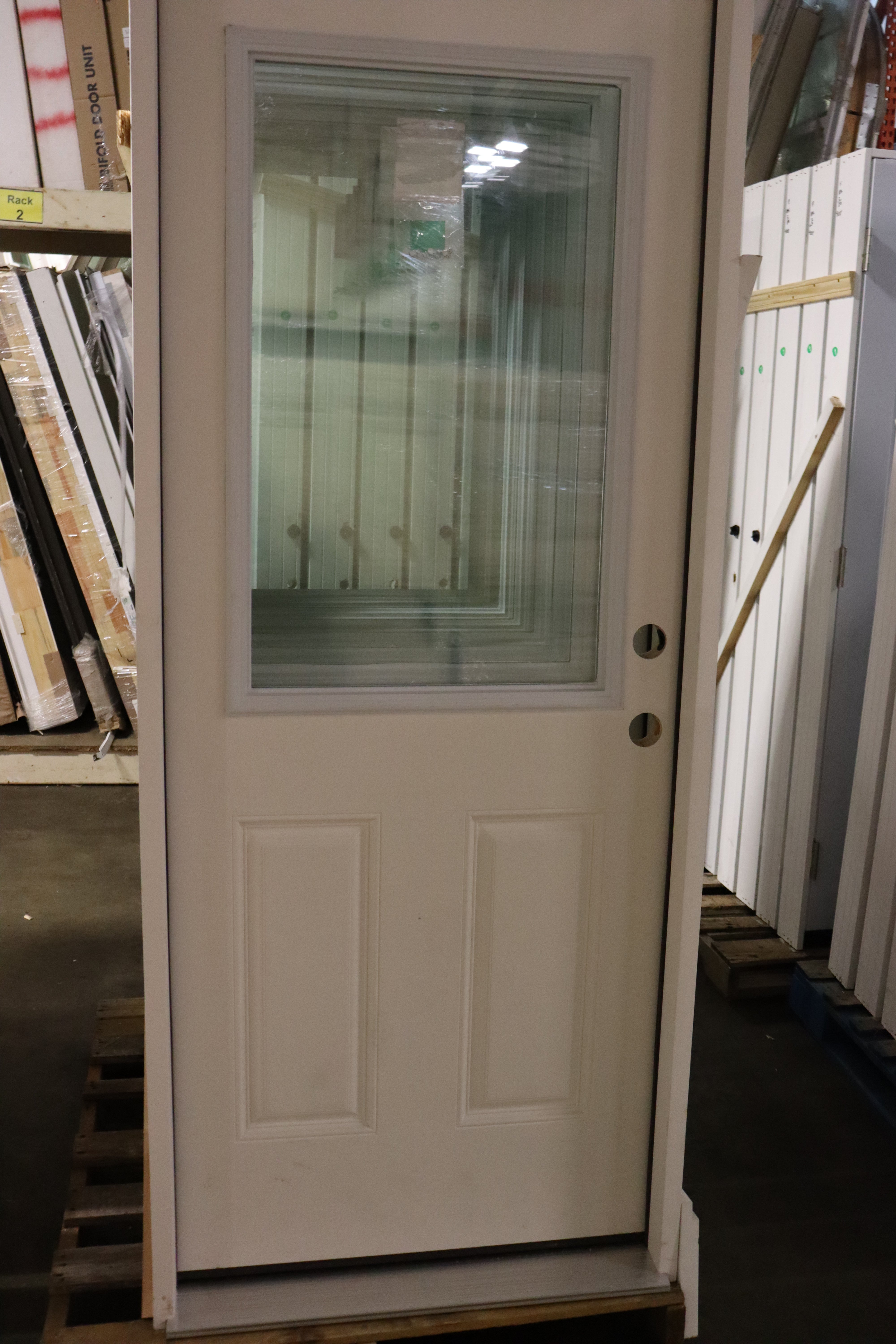 Exterior Door 32 Inch with Half View Glass in Frame Fiberglass
