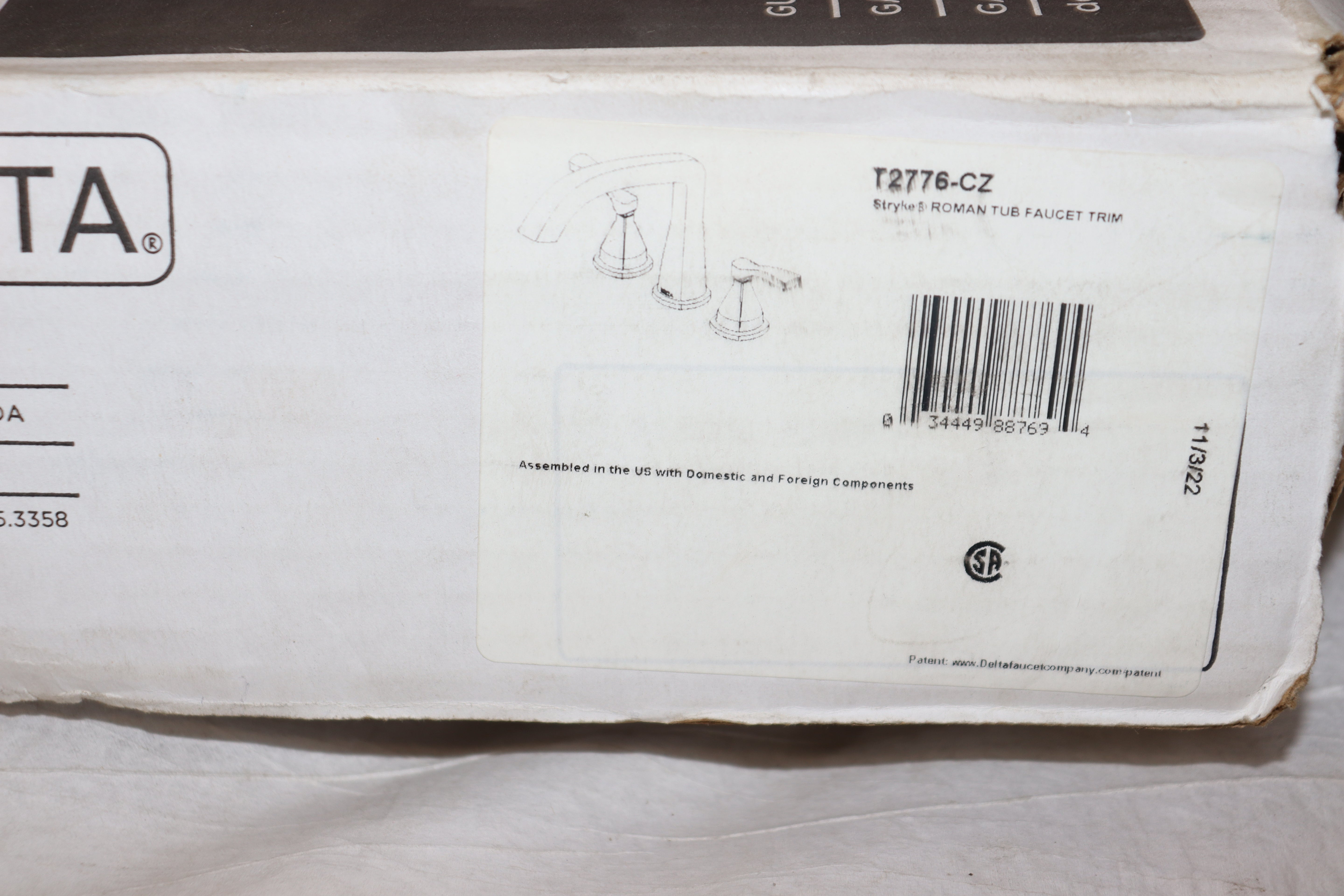 Delta Stryke Deck Mounted Roman Tub Filler with Lever Handles, T2776-CZ