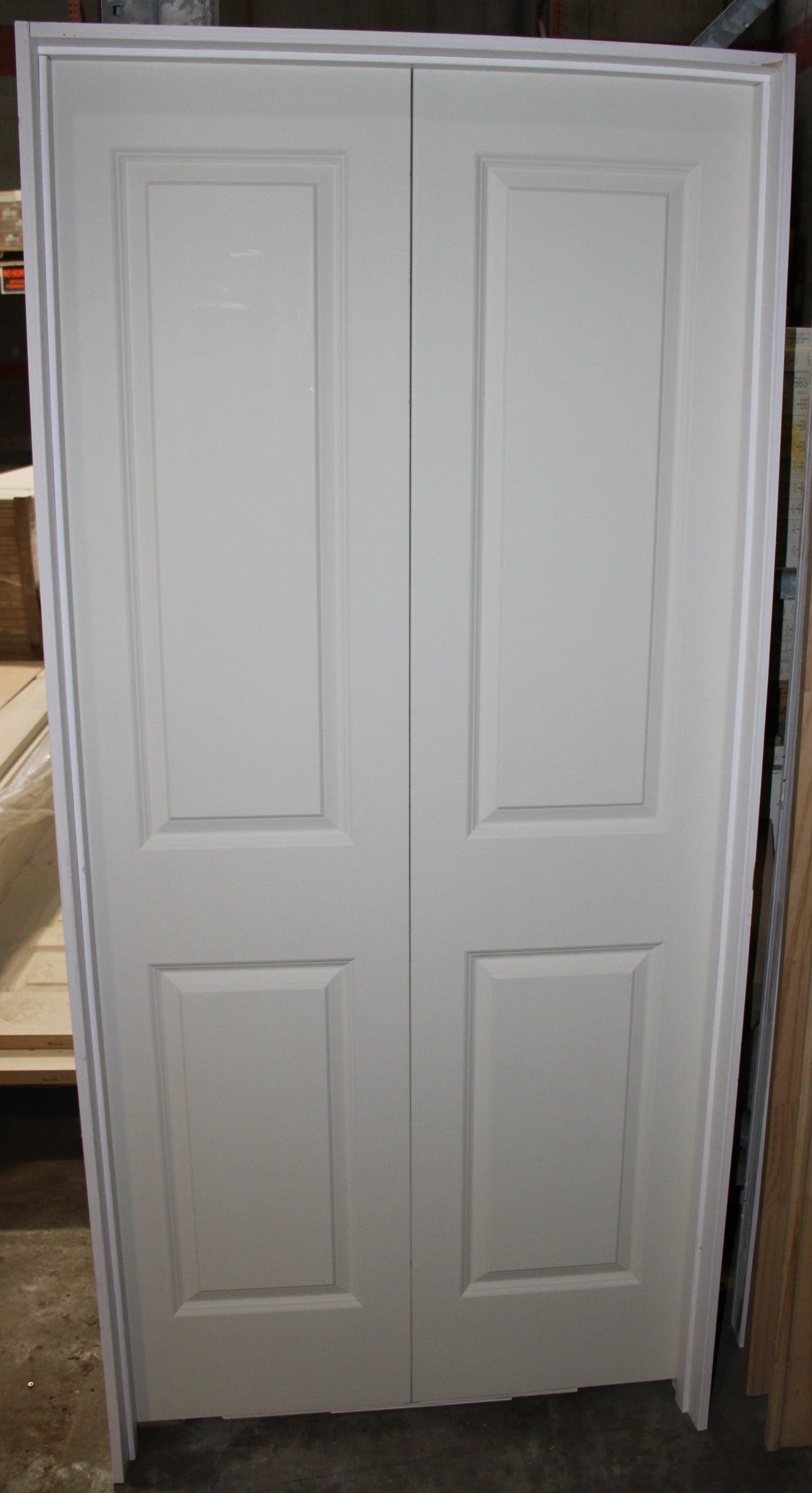 Double Door Prehung in Frame Carrara 2 Panel Square Top Interior Hollow Core Doors