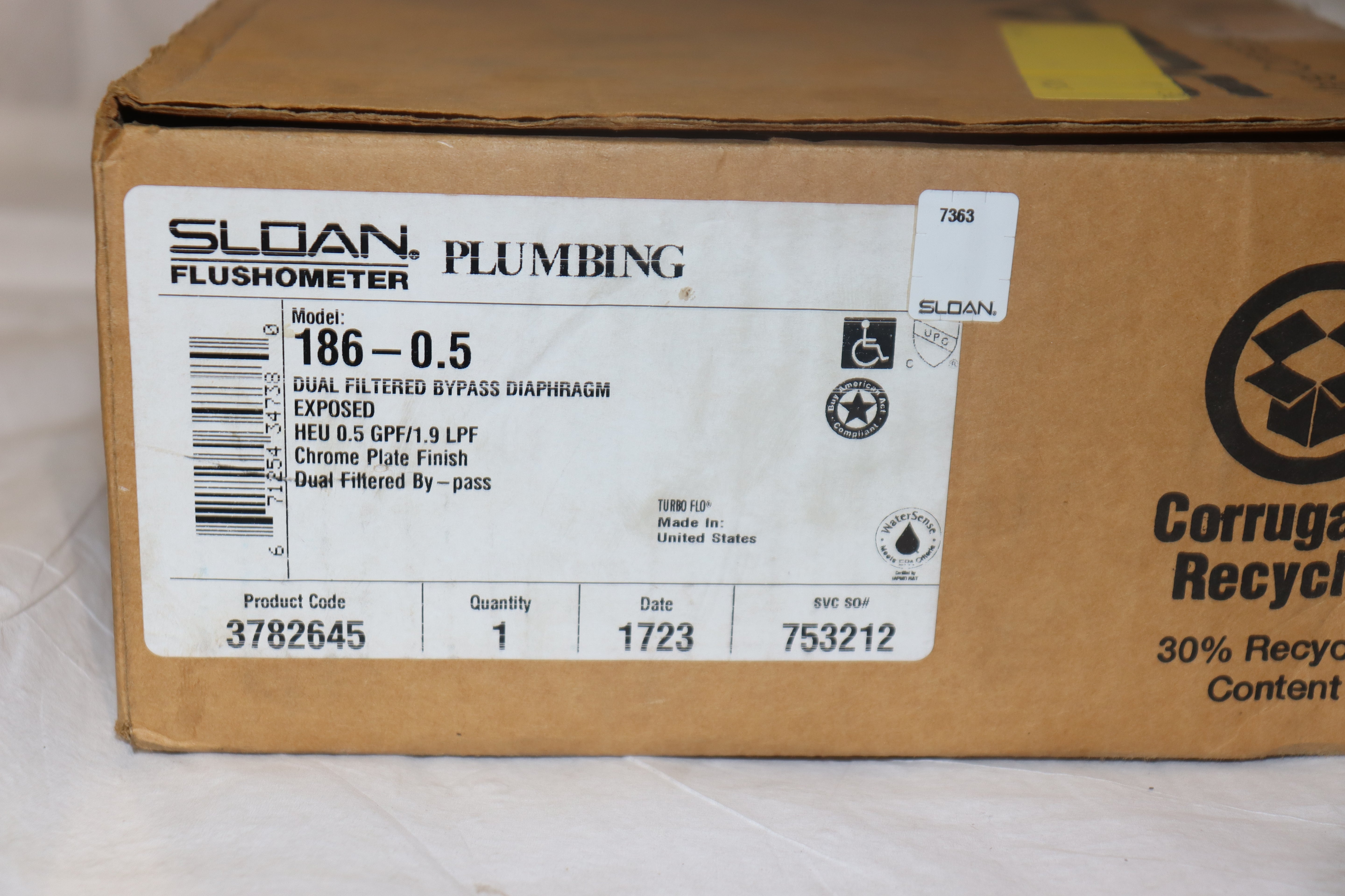 Sloan Regal 186-0.5 GPF Manual Toilet Flushometer, 3782645