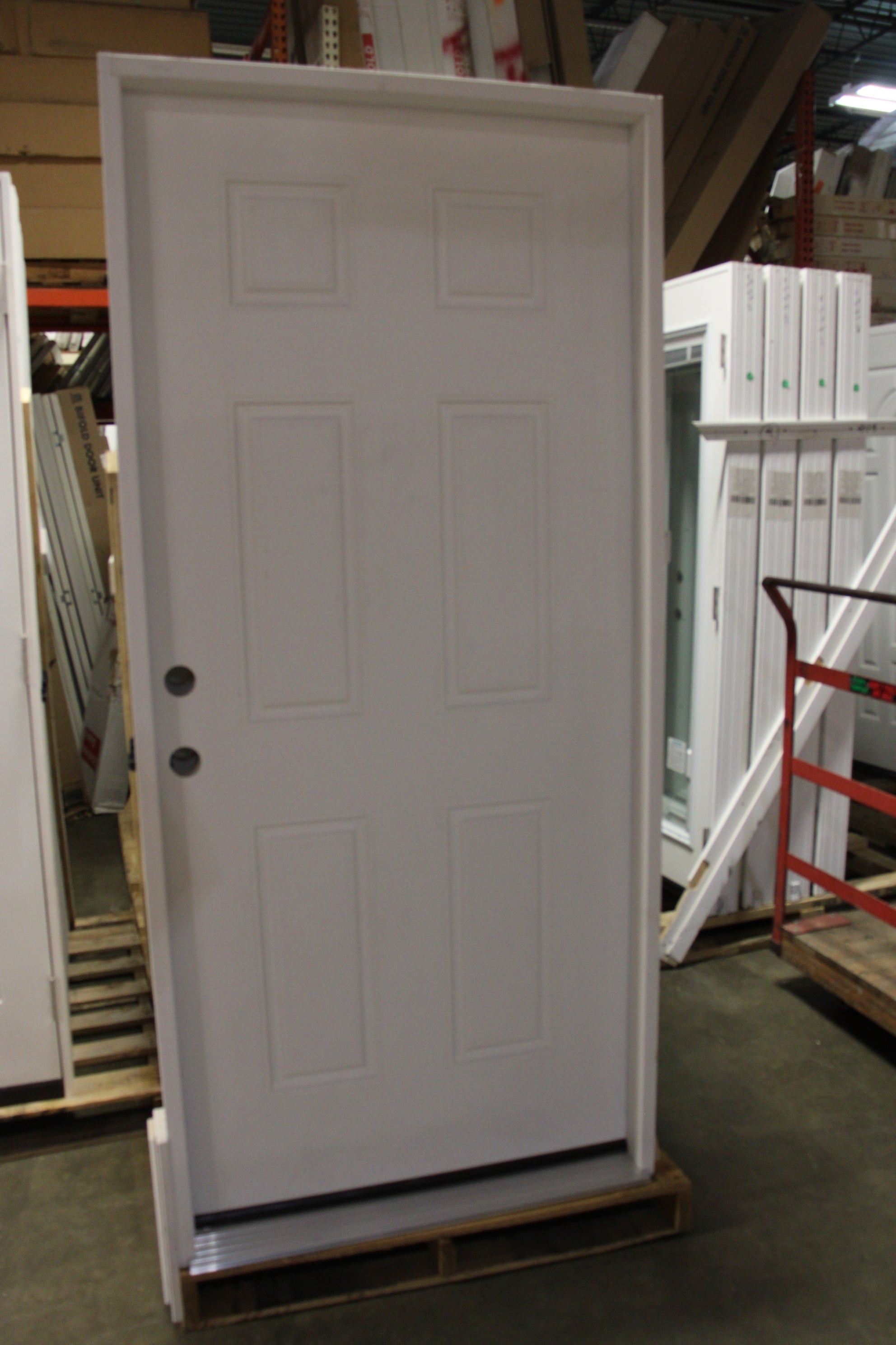 Exterior Door with Frame 36 Inch 6 Panel, Fiberglass, 3/0 x 6/8