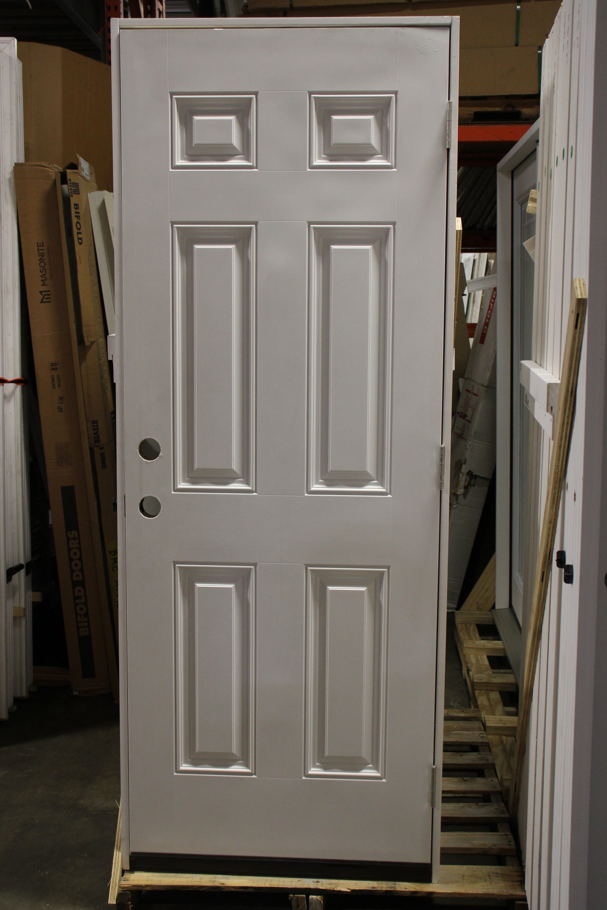 Exterior 32 Inch Paneled Prehung Door, Fiberglass, 2/8 x 6/8
