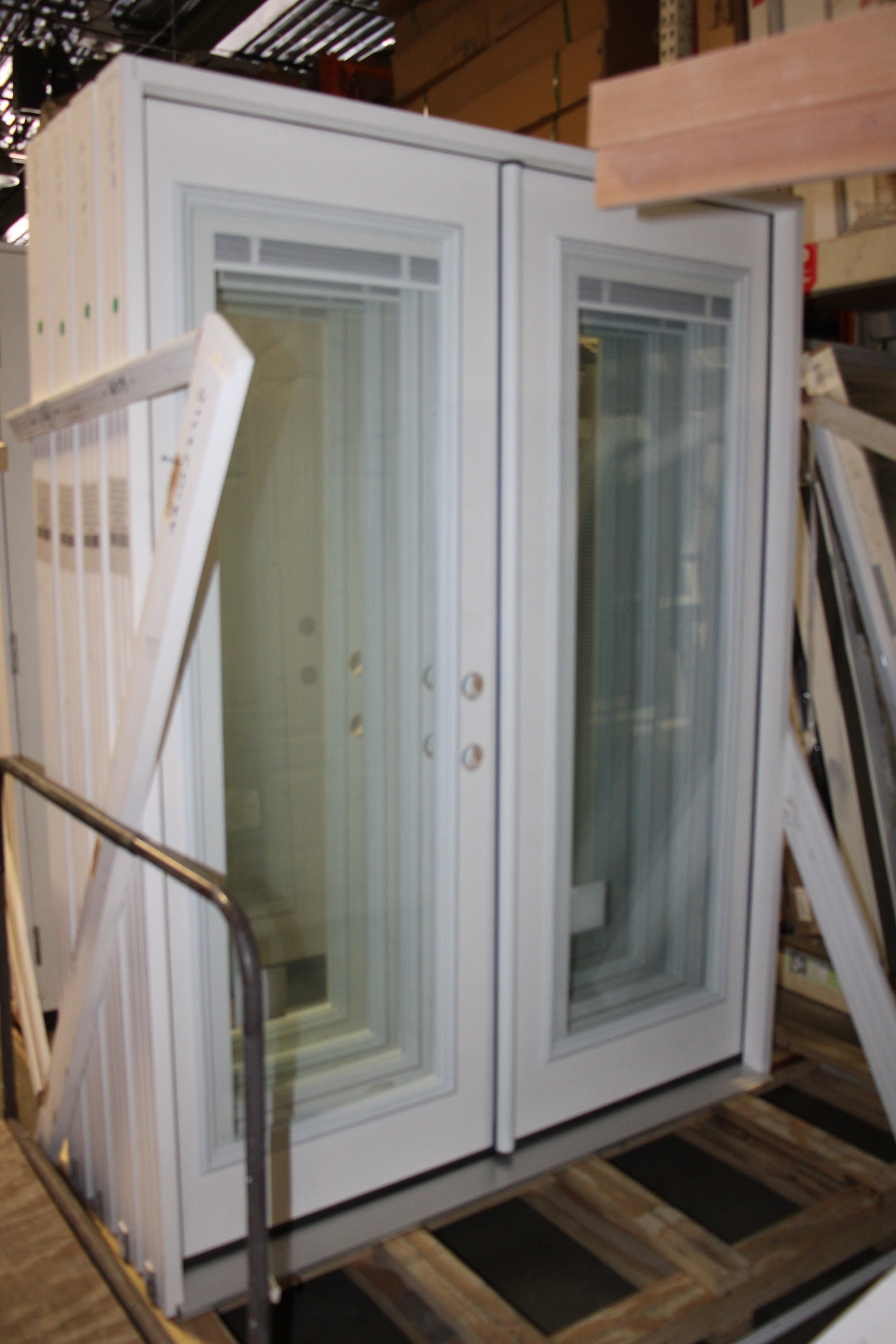 Exterior Double Patio Door with Frame Retro Fit 60 Inch Full View Mini-Blind Glass