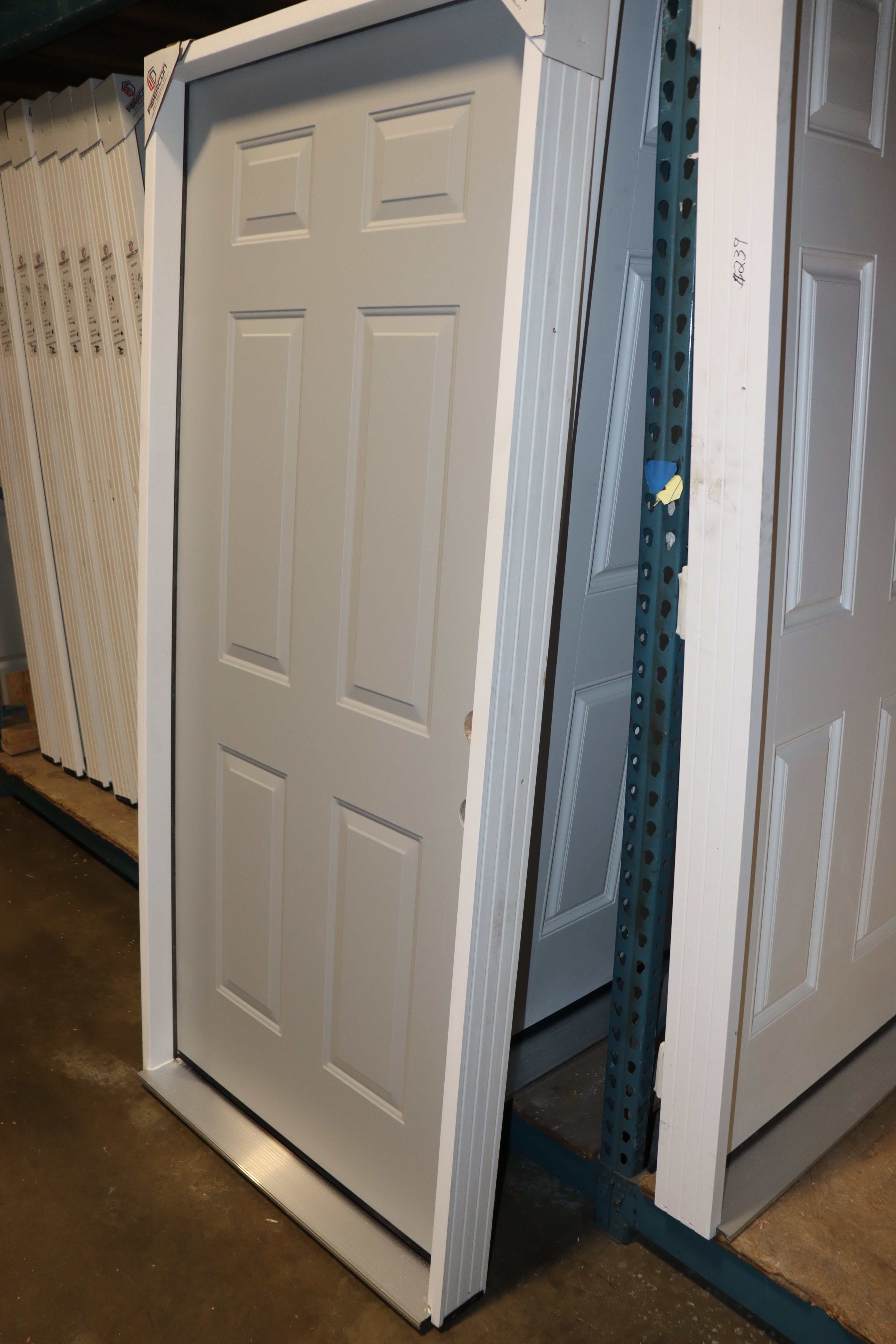 Exterior Door with Frame 36 Inch 6 Panel, Fiberglass/Steel, 3/0 x 6/8