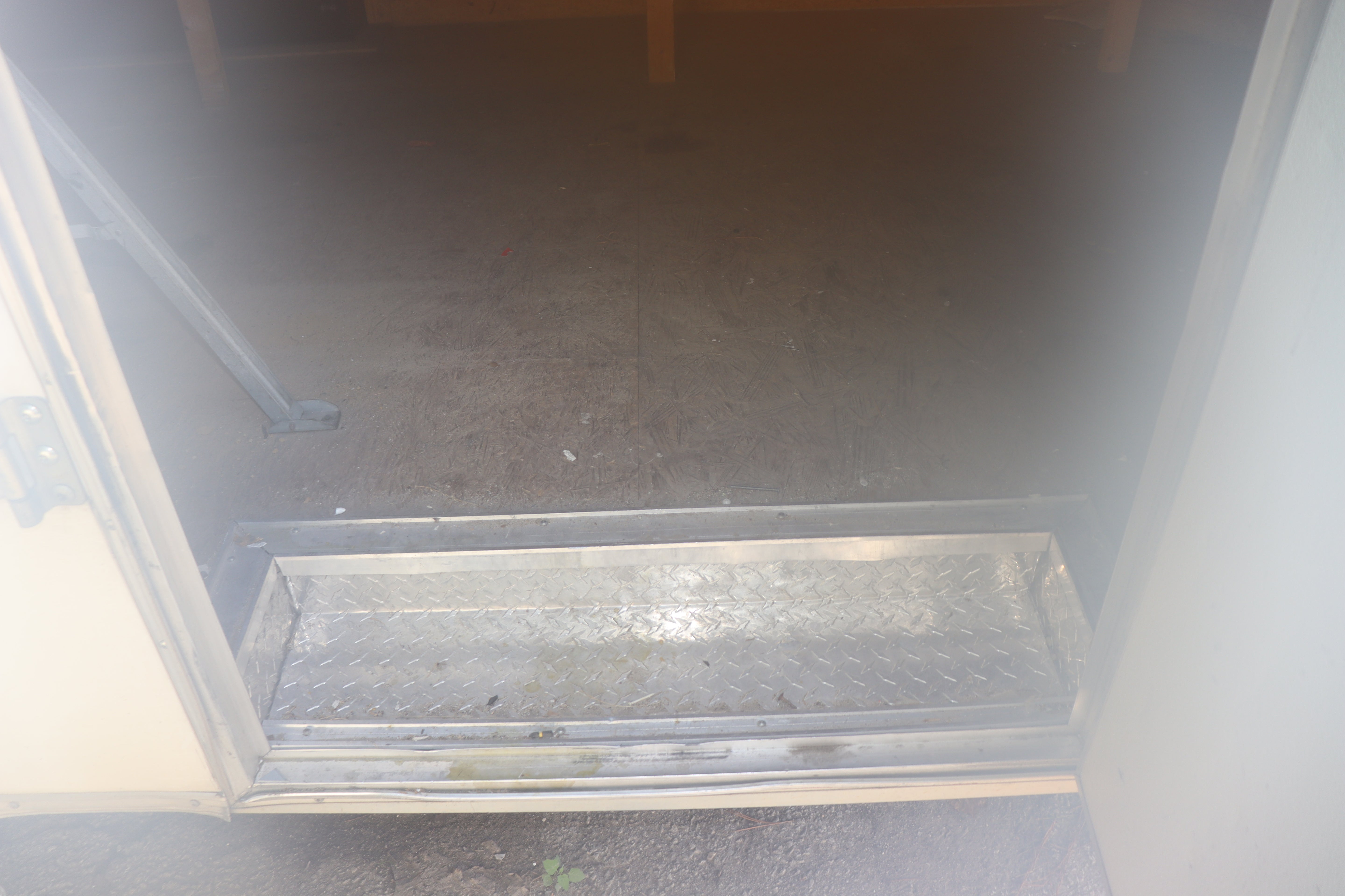 Enclosed Construction Trailer, 8.5' x 16' w/ Roof Rack & Ladder, White, Hinged Doors