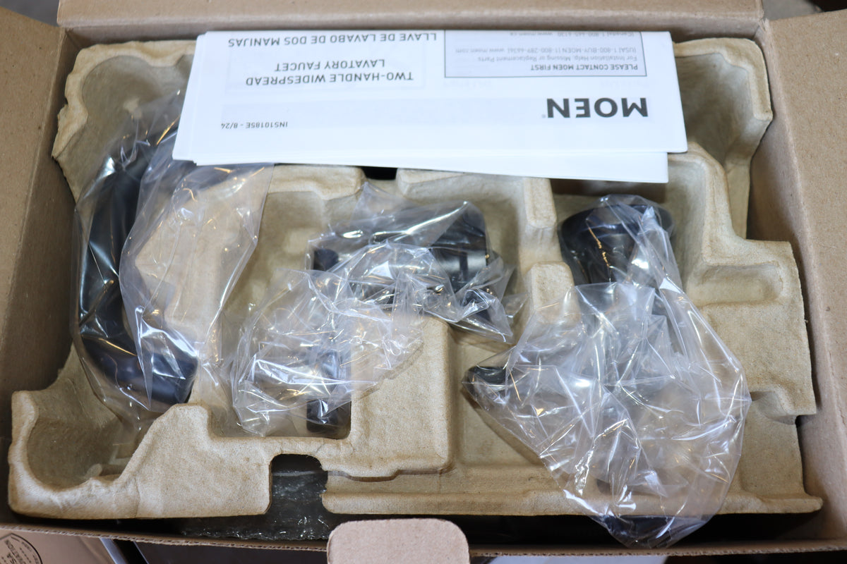 Moen Gibson Matte Black Widespread Bathroom Faucet w/ Pop-Up Assembly, TV6142BL