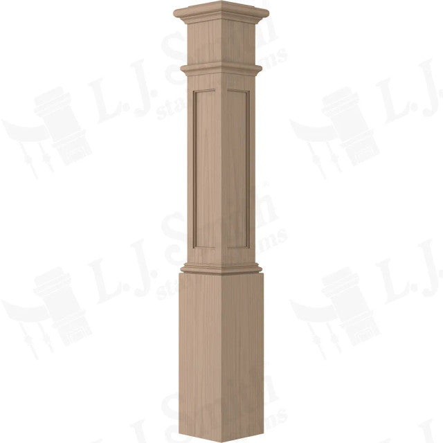 Oak Recessed Panel 7 1/2" X 53 1/2" Box Newel Post LJ-4094