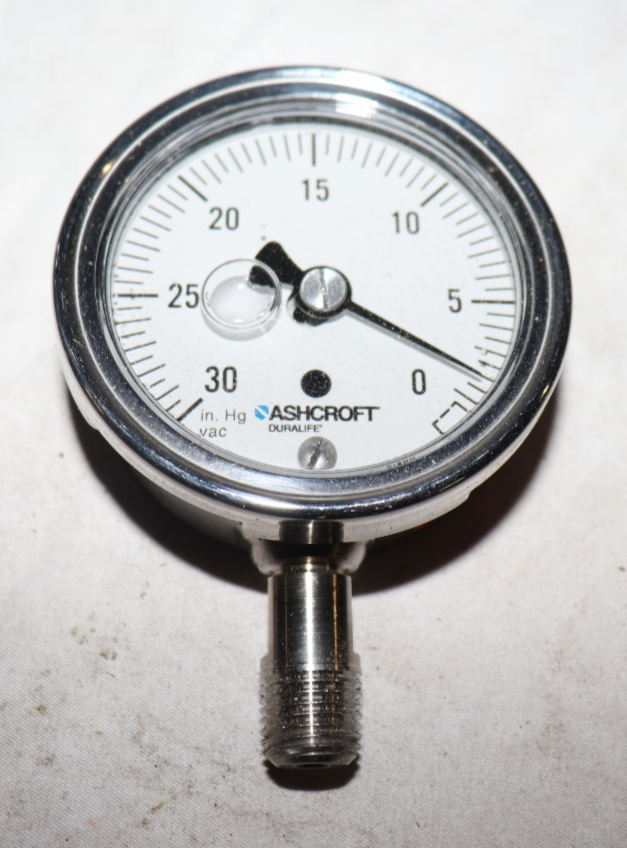 Ashcroft 25-1009-SWL-02L-30QIMV Vacuum Gauge, 316 Tube - Northside Material Brokers