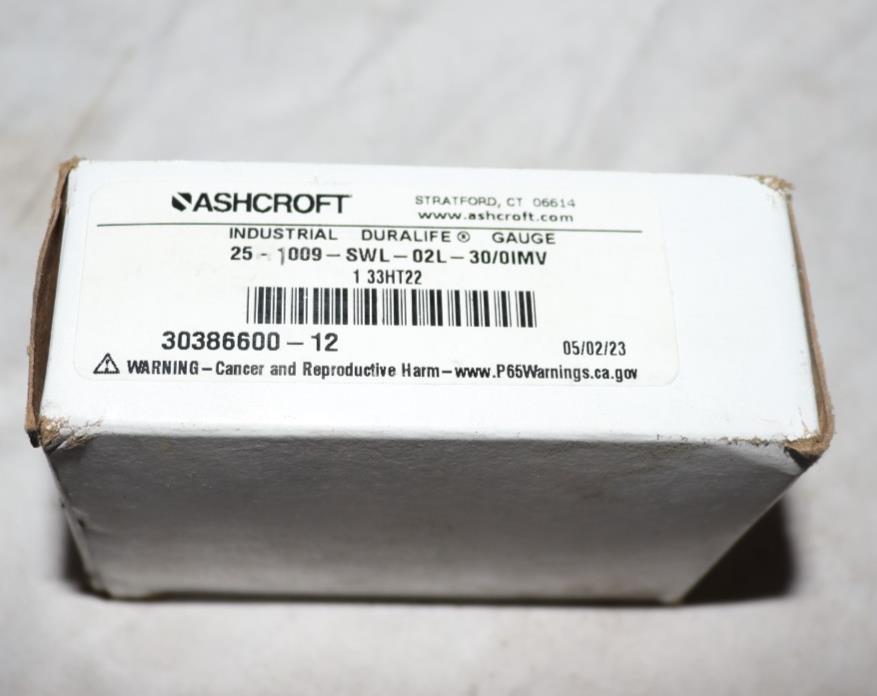 Ashcroft 25-1009-SWL-02L-30QIMV Vacuum Gauge, 316 Tube - Northside Material Brokers