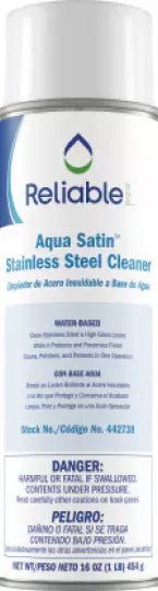 BOX OF 12 - Reliable Aqua Satin Stainless Steel Cleaner spray - Northside Material Brokers